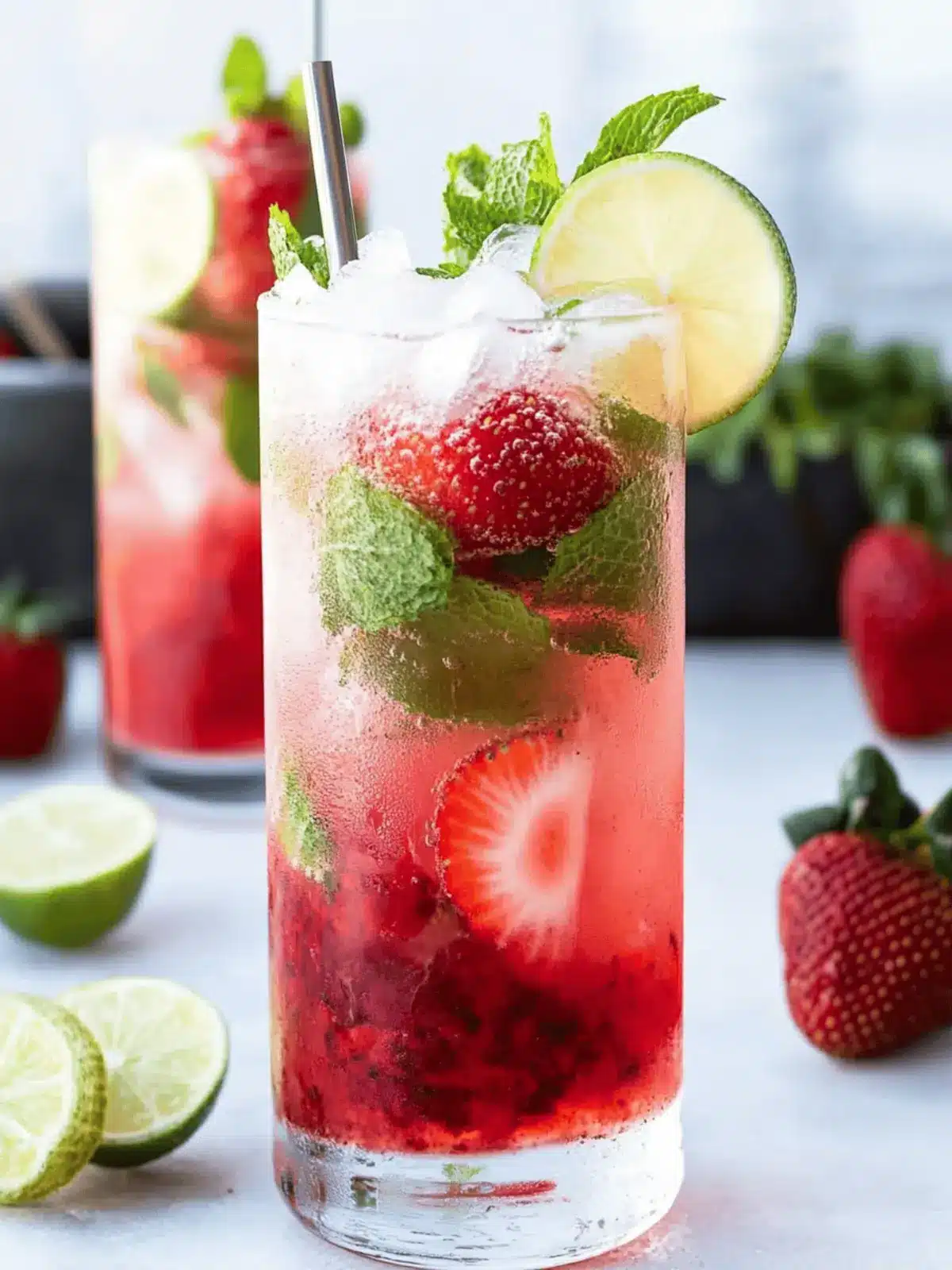Delicious Strawberry Mojito Recipe with Fresh Strawberries! 2 Strawberry Mojito Recipe with Fresh Strawberries!