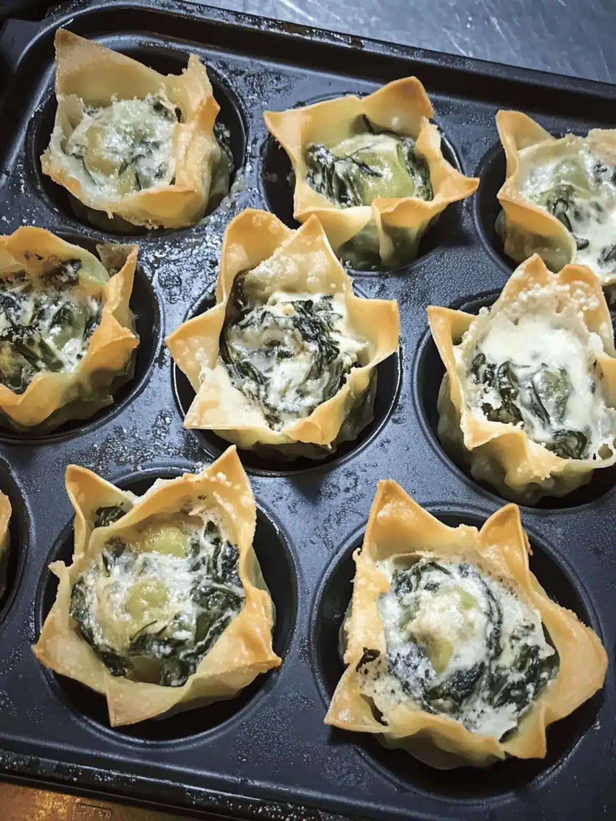Crispy Spinach and Artichoke Wonton Cups for Easy Snacking 4 SPINACH AND ARTICHOKE WONTON CUPS