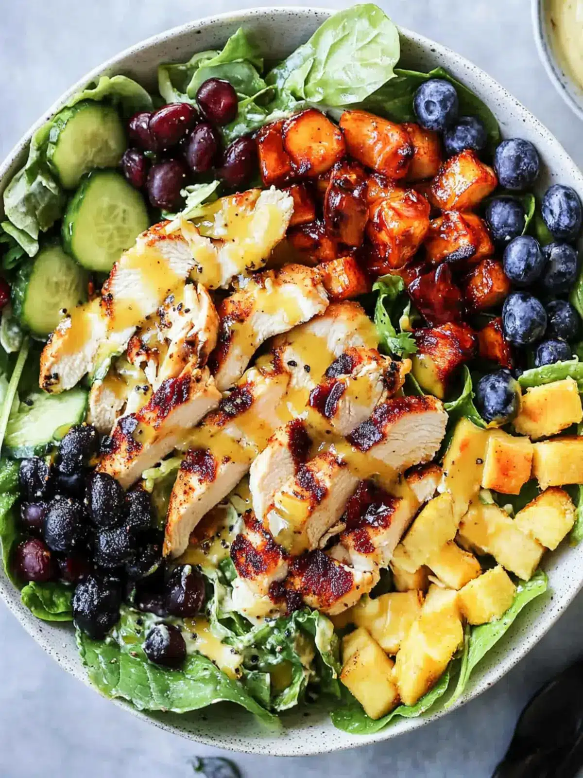 Honey Mustard Chicken Salad with Crunchy Almonds and Berries 2 Honey Mustard Chicken Salad