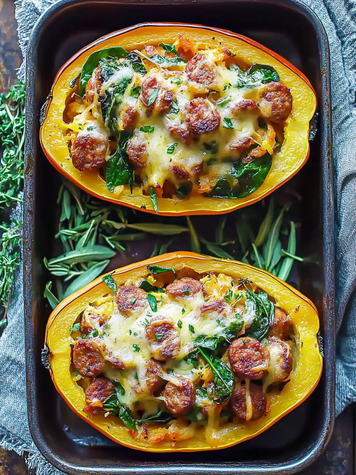 Savory Italian Sausage and Spinach Stuffed Spaghetti Squash 2 Italian Sausage and Spinach Stuffed Spaghetti Squash