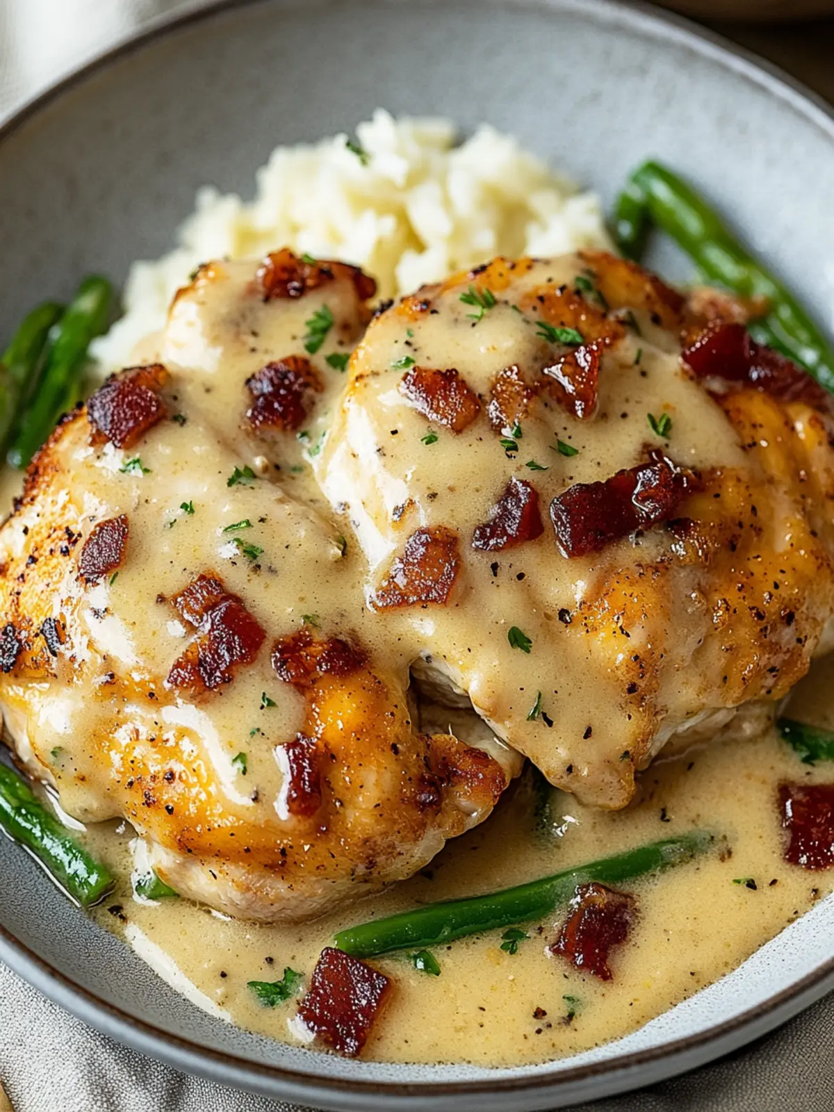 Savory Easy Stovetop Smothered Chicken with Bacon Gravy 3 Easy Stovetop Smothered Chicken