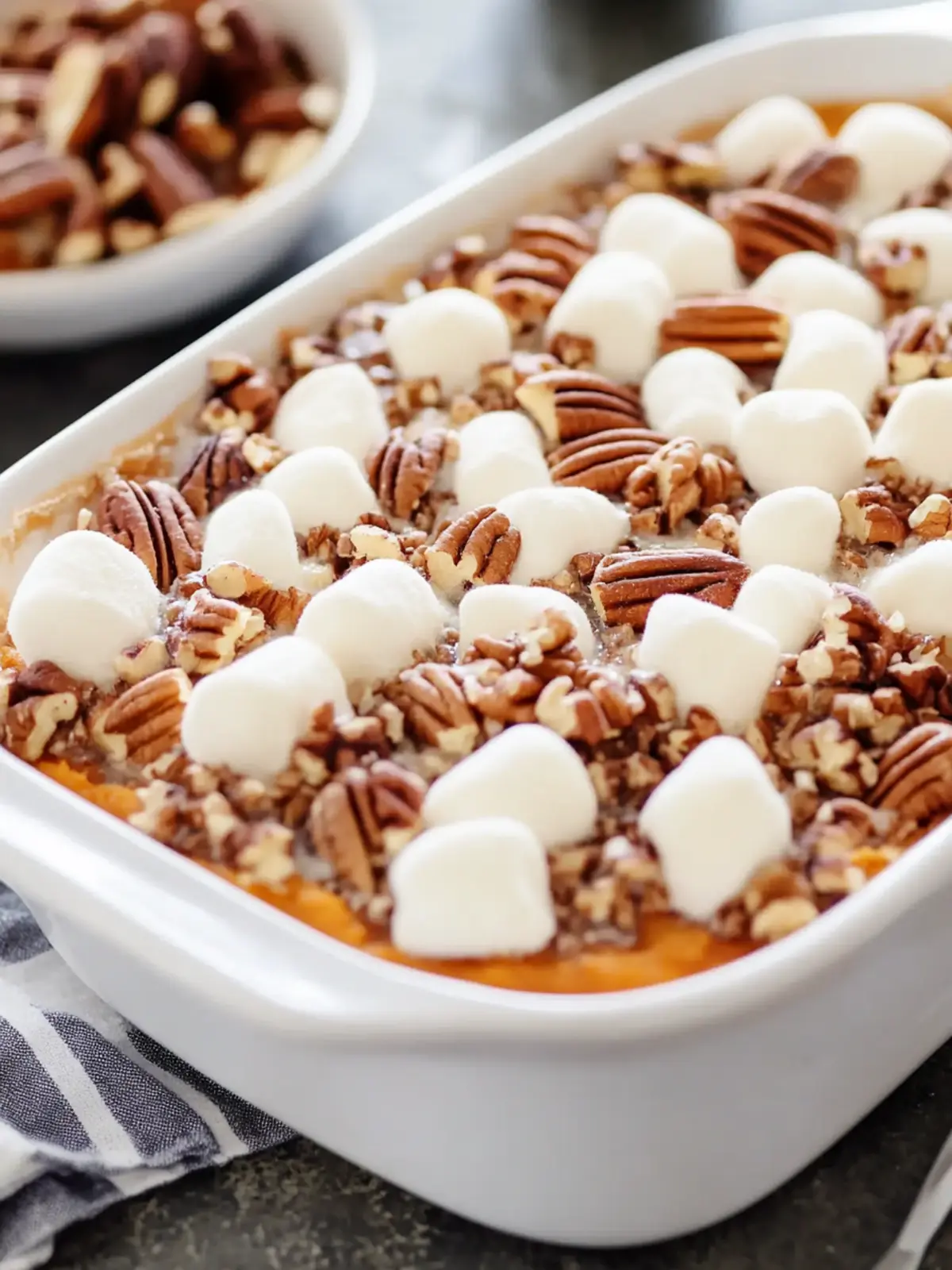 Irresistible Sweet Potato Casserole with Marshmallows & Pecans 2 Sweet Potato Casserole with Marshmallows & Candied Pecans