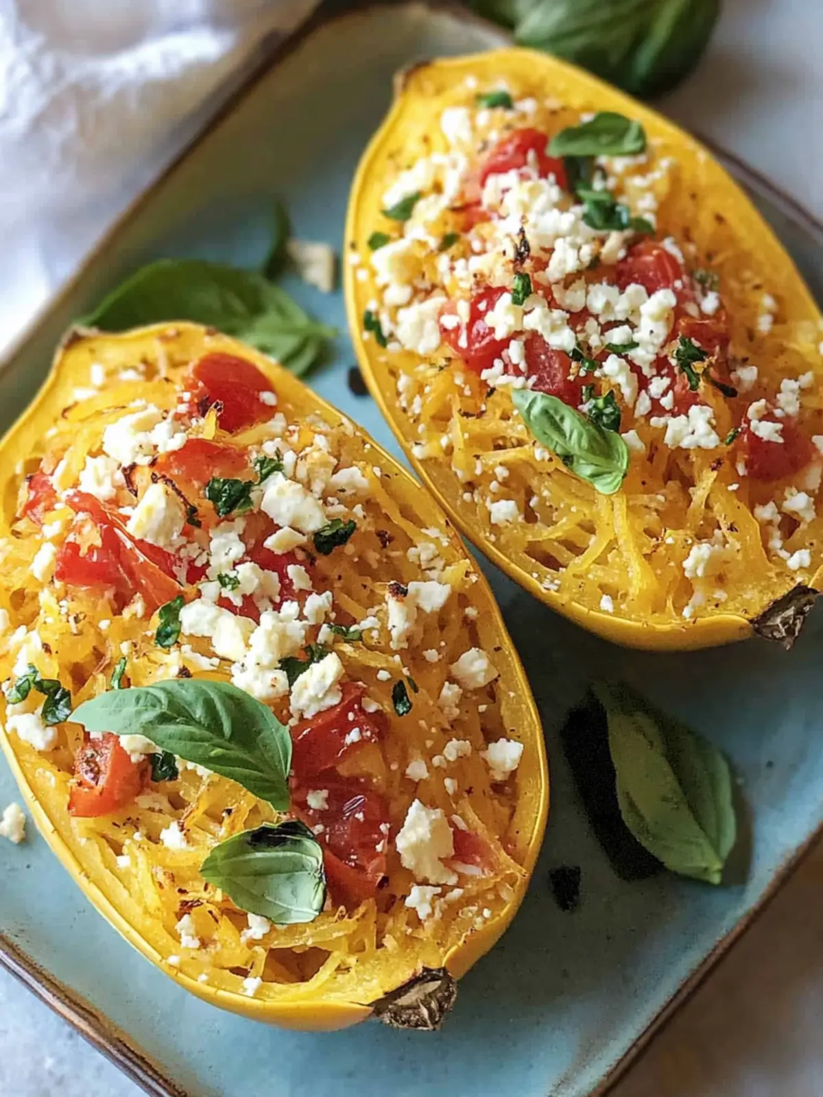 Easy Baked Feta Spaghetti Squash with Zesty Tomato & Peppers 3 Easy Baked Feta Spaghetti Squash w/Tomato & Peppers