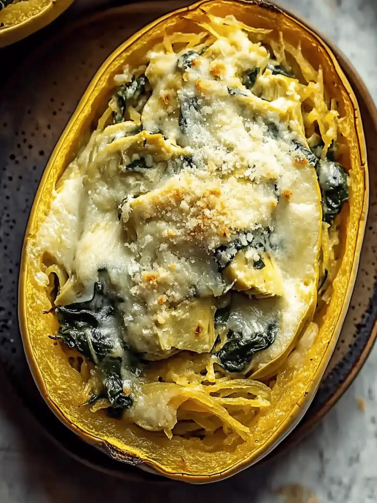 Rich Spinach Artichoke Spaghetti Squash for Cozy Comfort Nights 4 Rich Spinach Artichoke Spaghetti Squash