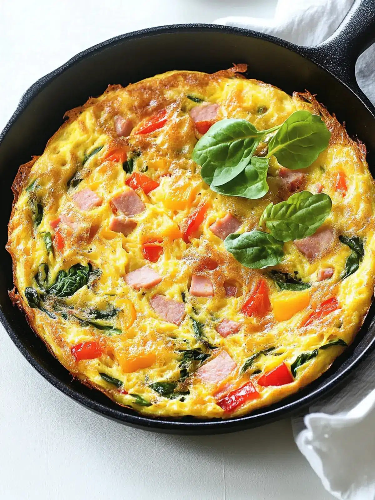 Delicious Hash Brown Frittata with Ham, Peppers and Spinach 3 Hash Brown Frittata with Ham, Peppers and Spinach