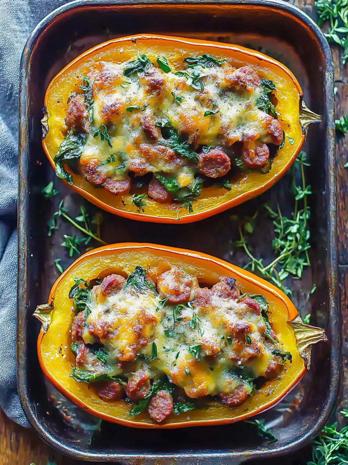 Savory Italian Sausage and Spinach Stuffed Spaghetti Squash 4 Italian Sausage and Spinach Stuffed Spaghetti Squash