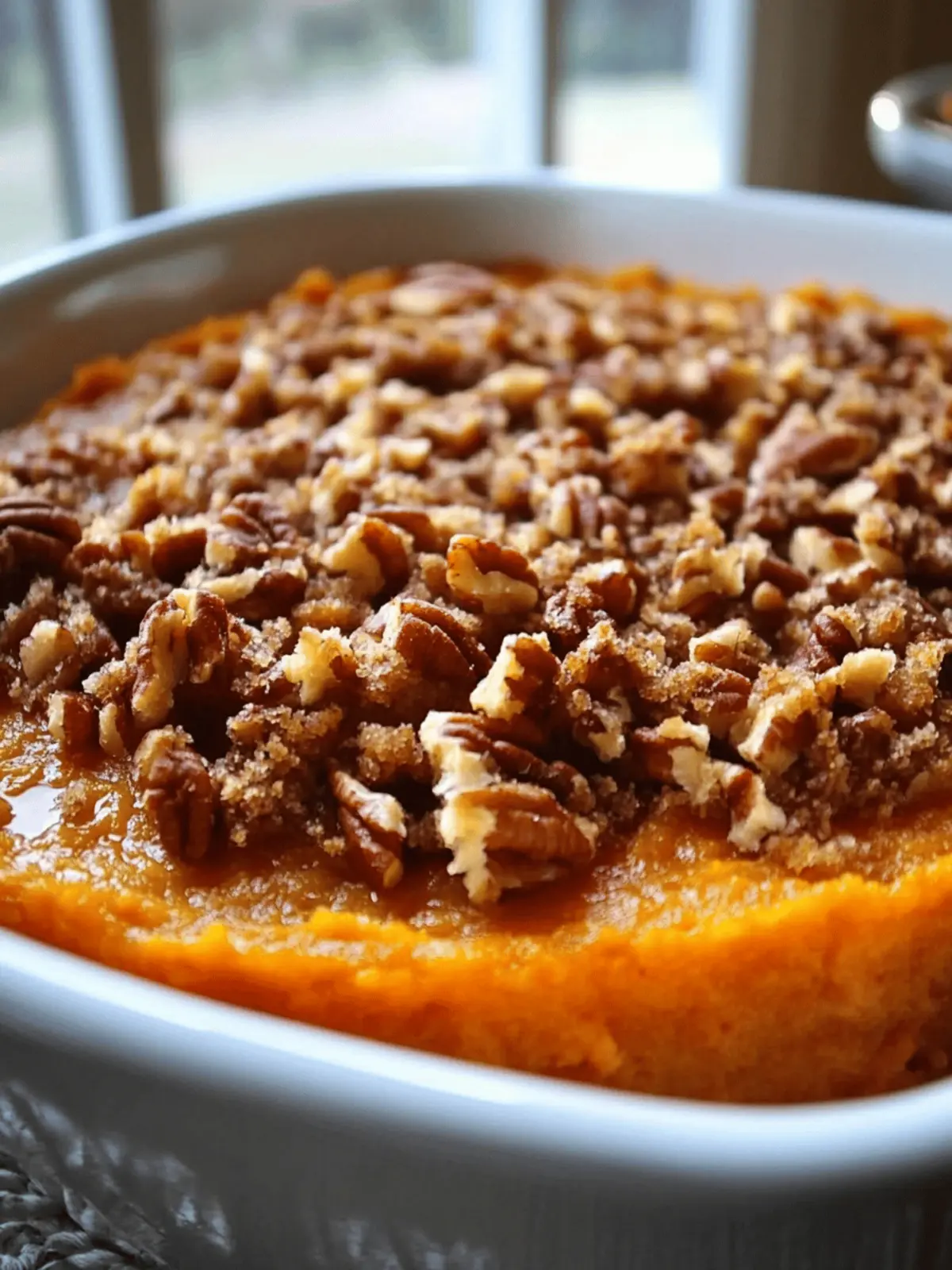 Heavenly 3-Layer Sweet Potato Casserole with Pecan Topping 3 3-Layer Sweet Potato Casserole with Pecan Topping