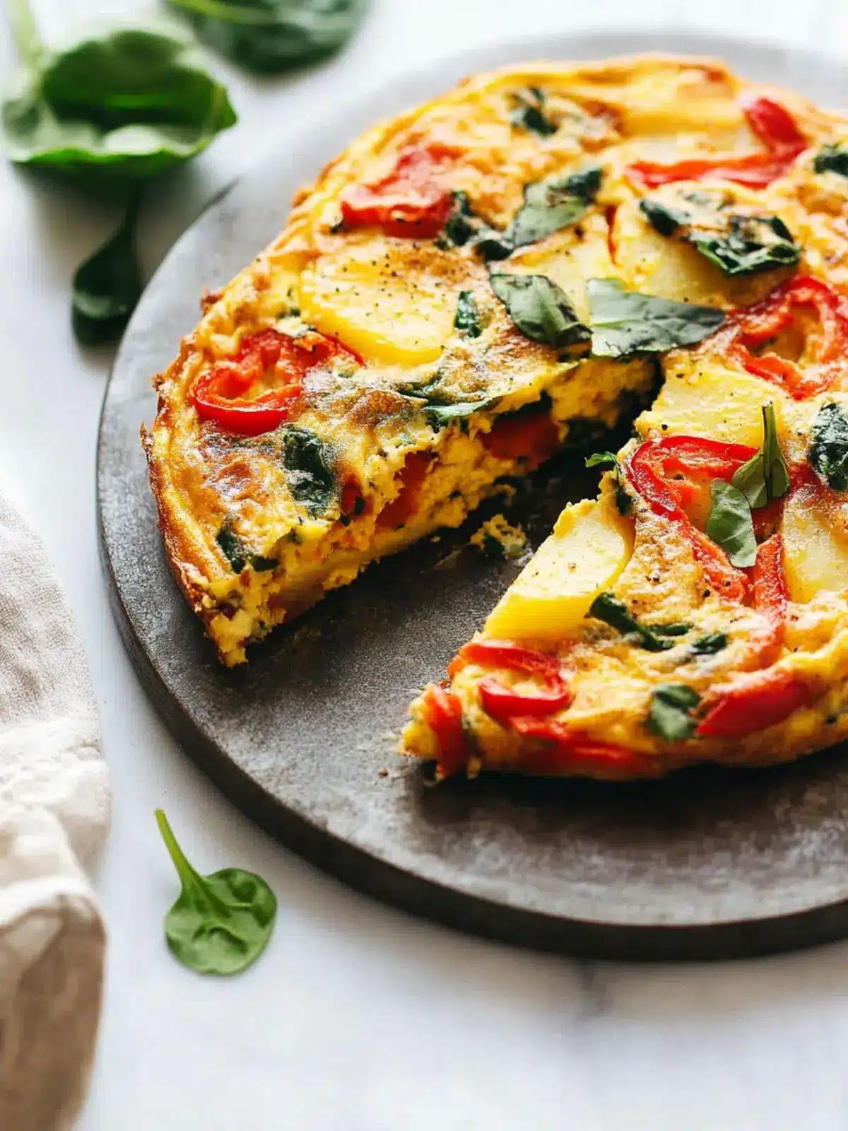 Delicious Frittata with Potatoes, Red Peppers, and Spinach Treat 3 Frittata with Potatoes, Red Peppers, and Spinach
