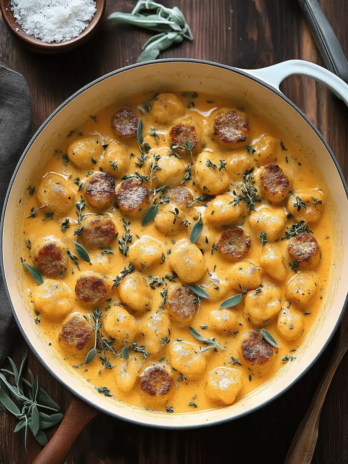 Creamy Butternut Squash Gnocchi with Sausage: Cozy Fall Flavor 3 Creamy Butternut Squash Gnocchi with Sausage, Thyme, and Sage