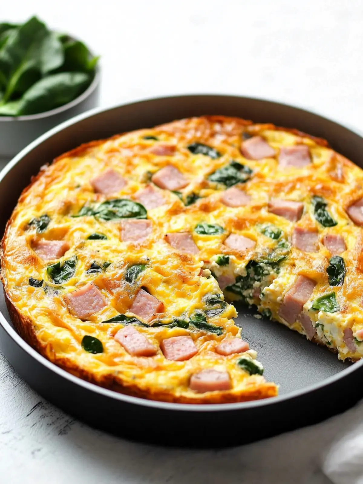 Savory Ham & Cottage Cheese Frittata with Spinach Delight 3 Ham & Cottage Cheese Frittata with Spinach