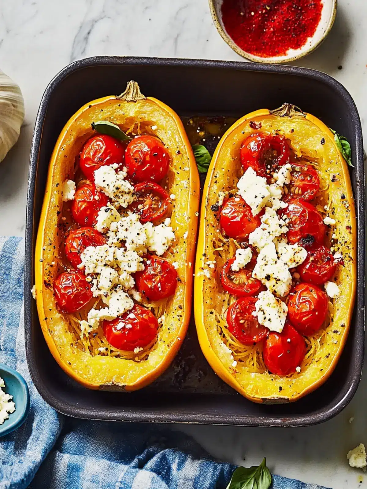 Baked Feta & Tomato Spaghetti Squash: A Flavorful Delight 4 Baked Feta & Tomato Spaghetti Squash