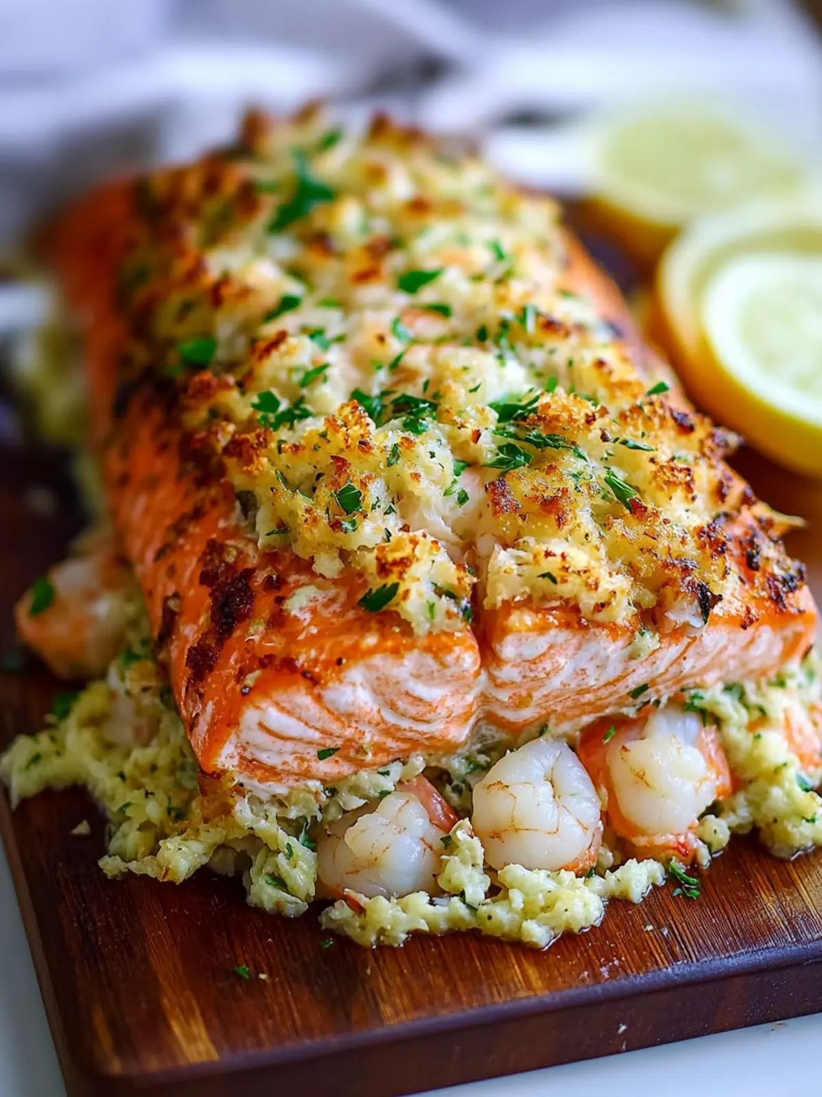 Crab and Shrimp Stuffed Salmon: A Flavorful Dinner Delight 2 Crab and Shrimp Stuffed Salmon