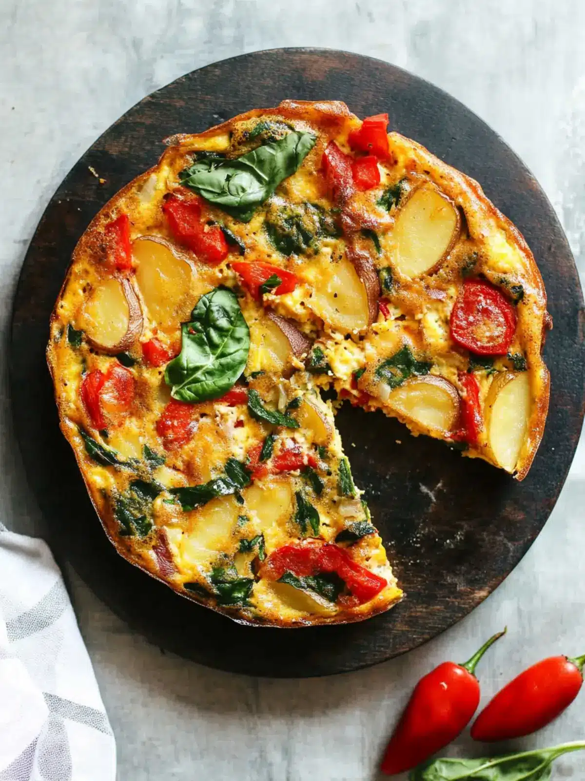 Delicious Frittata with Potatoes, Red Peppers, and Spinach Treat 2 Frittata with Potatoes, Red Peppers, and Spinach