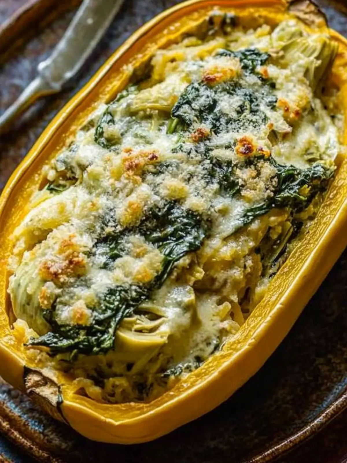 Spinach and Artichoke Stuffed Spaghetti Squash Delight 3 Spinach and Artichoke Stuffed Spaghetti Squash