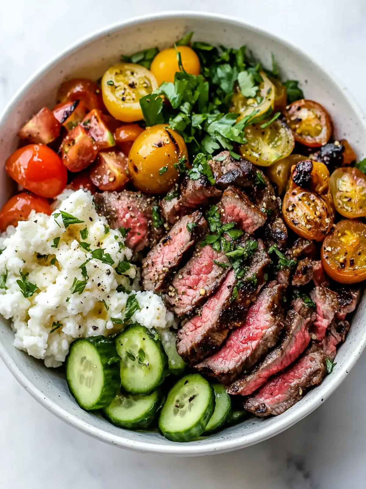 Mediterranean Steak Bowl with Tzatziki: A Flavorful Feast 2 Mediterranean Steak Bowl