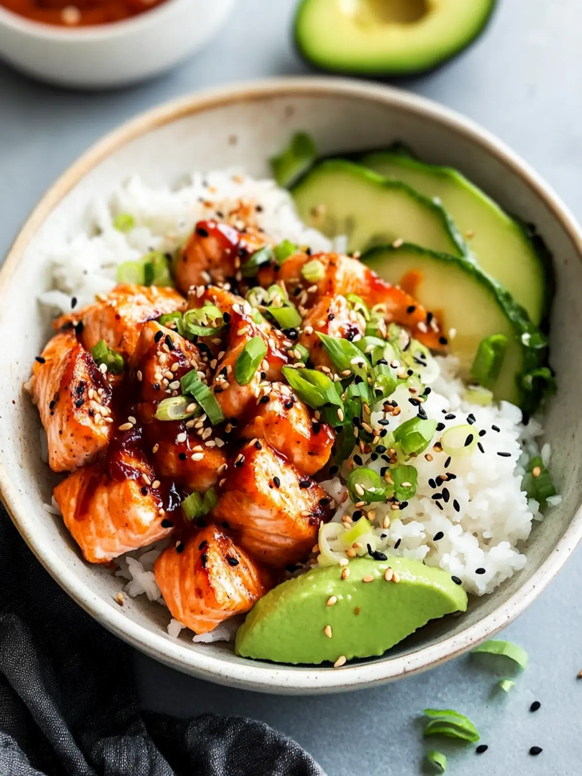 Sweet and Spicy Honey Sriracha Salmon Bowls You ll Love 2 Honey Sriracha Salmon Bowls