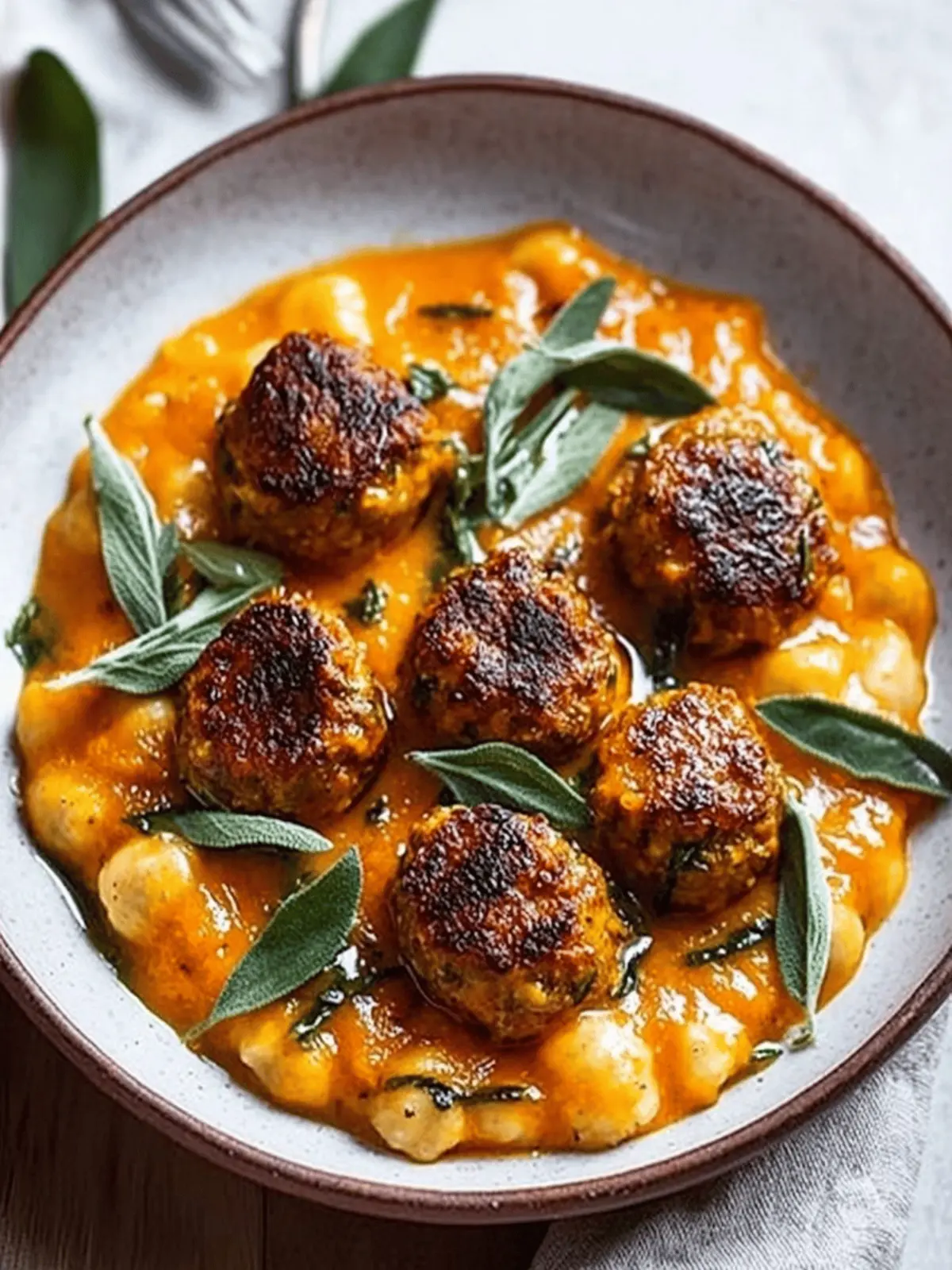 Savory Turkey Meatballs in Creamy Pumpkin Sage Sauce Delight 4 Turkey Meatballs Pumpkin Sage Sauce