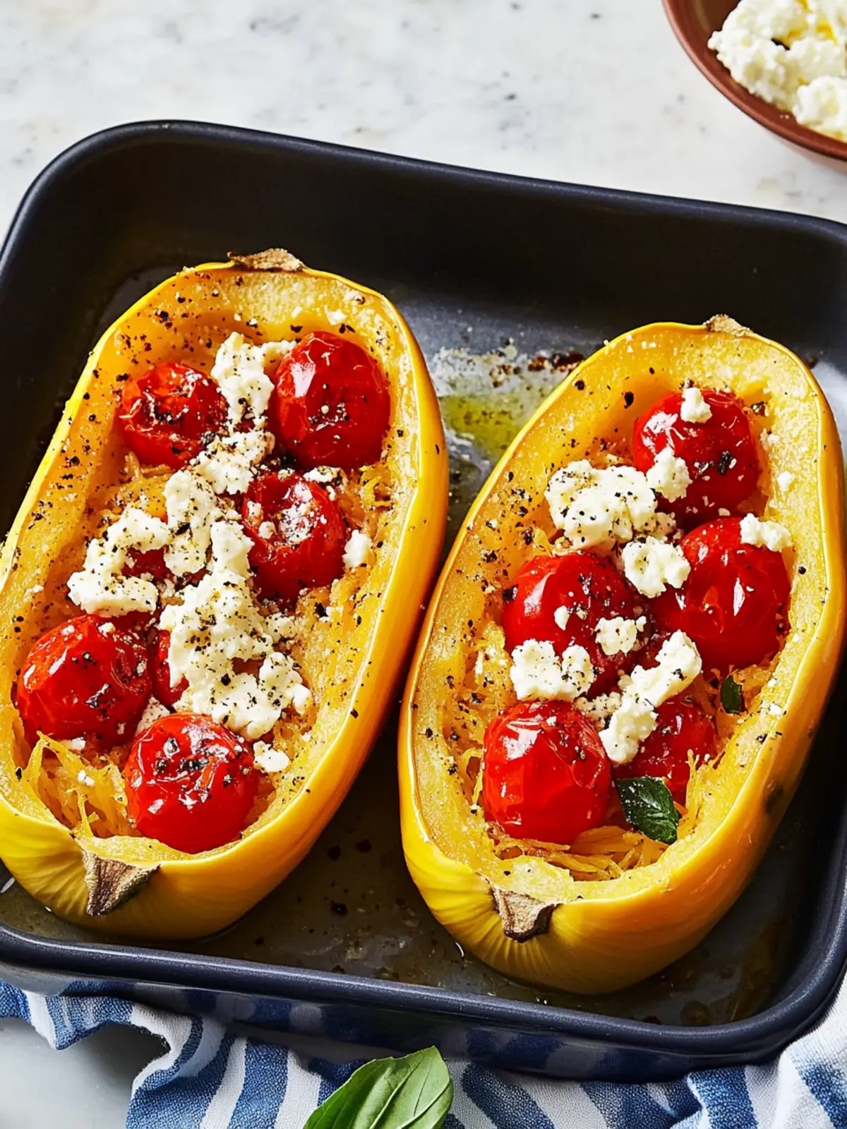 Baked Feta & Tomato Spaghetti Squash: A Flavorful Delight 2 Baked Feta & Tomato Spaghetti Squash