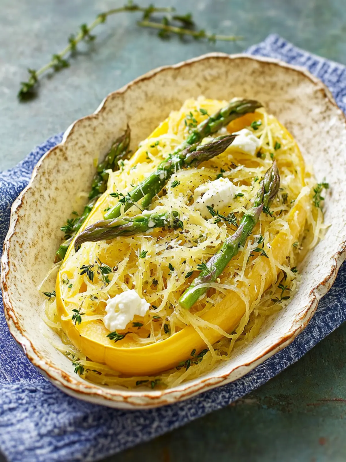 Delicious Spaghetti Squash with Asparagus, Ricotta, and Lemon 3 Spaghetti Squash with Asparagus, Ricotta, Lemon, and Thyme