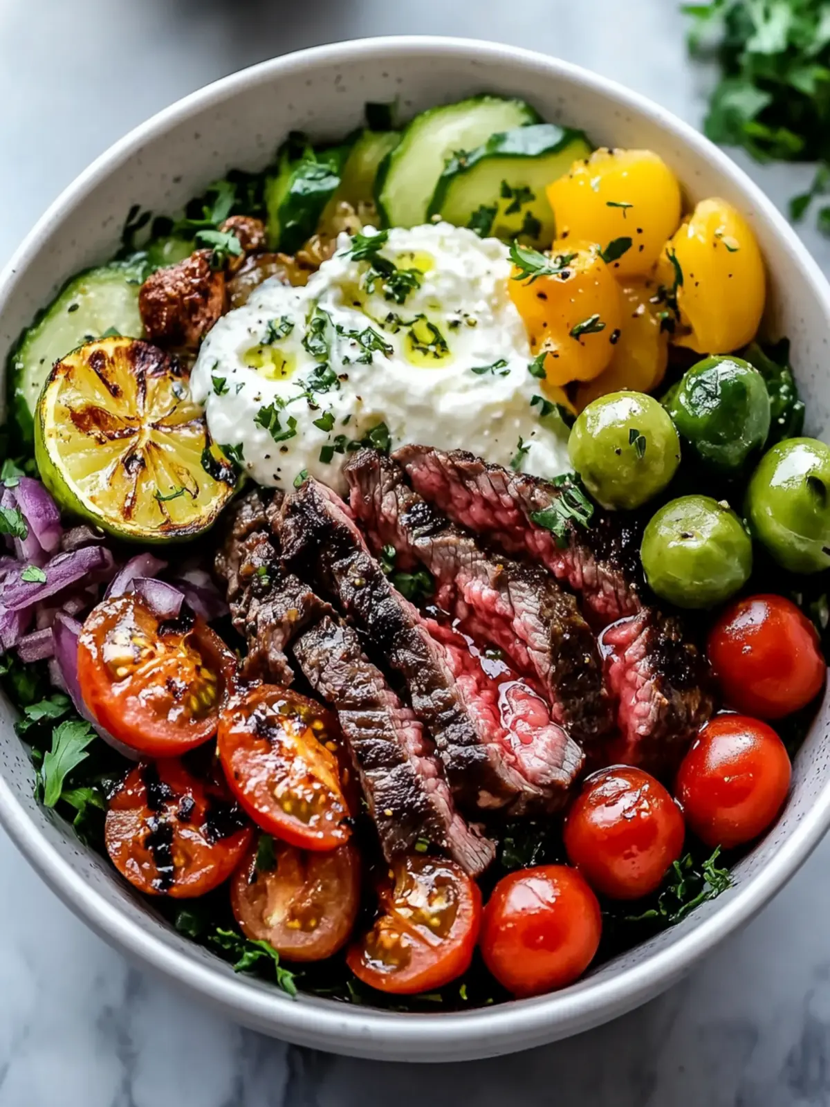 Mediterranean Steak Bowl with Tzatziki: A Flavorful Feast 3 Mediterranean Steak Bowl