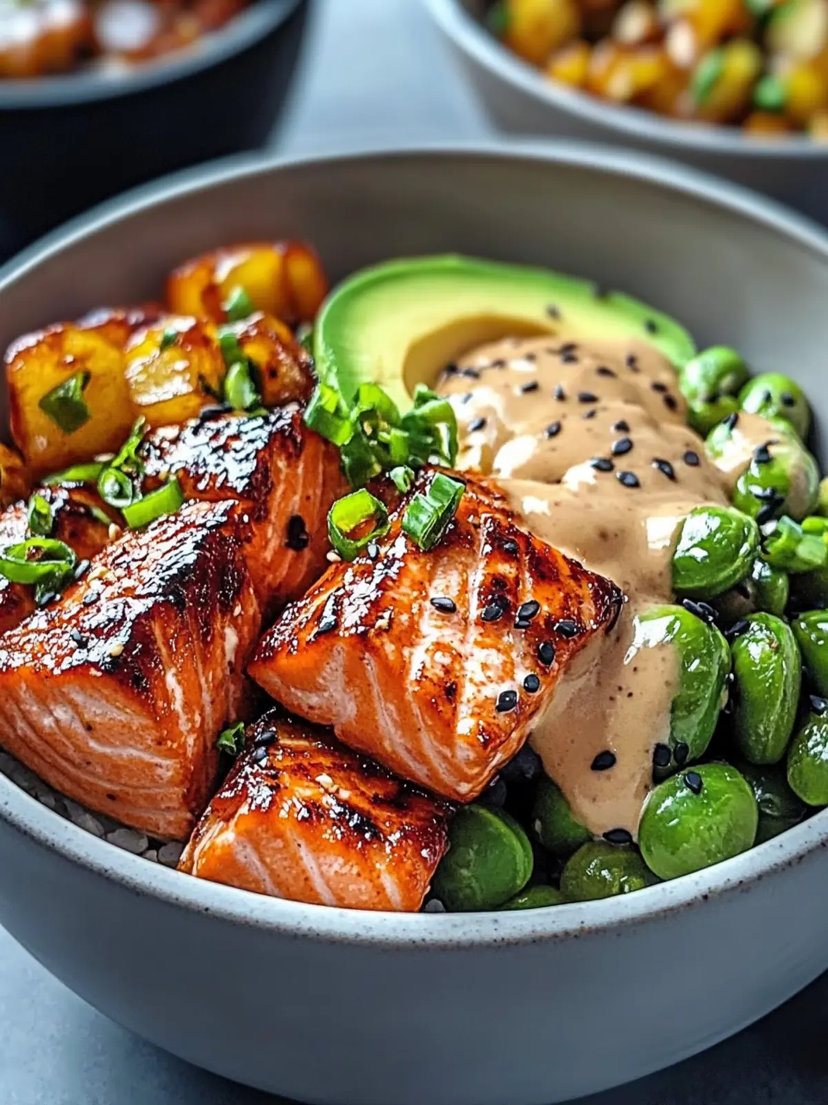 Savory Teriyaki Salmon Bowls with Roasted Brussels Sprouts 4 Teriyaki Salmon Bowls