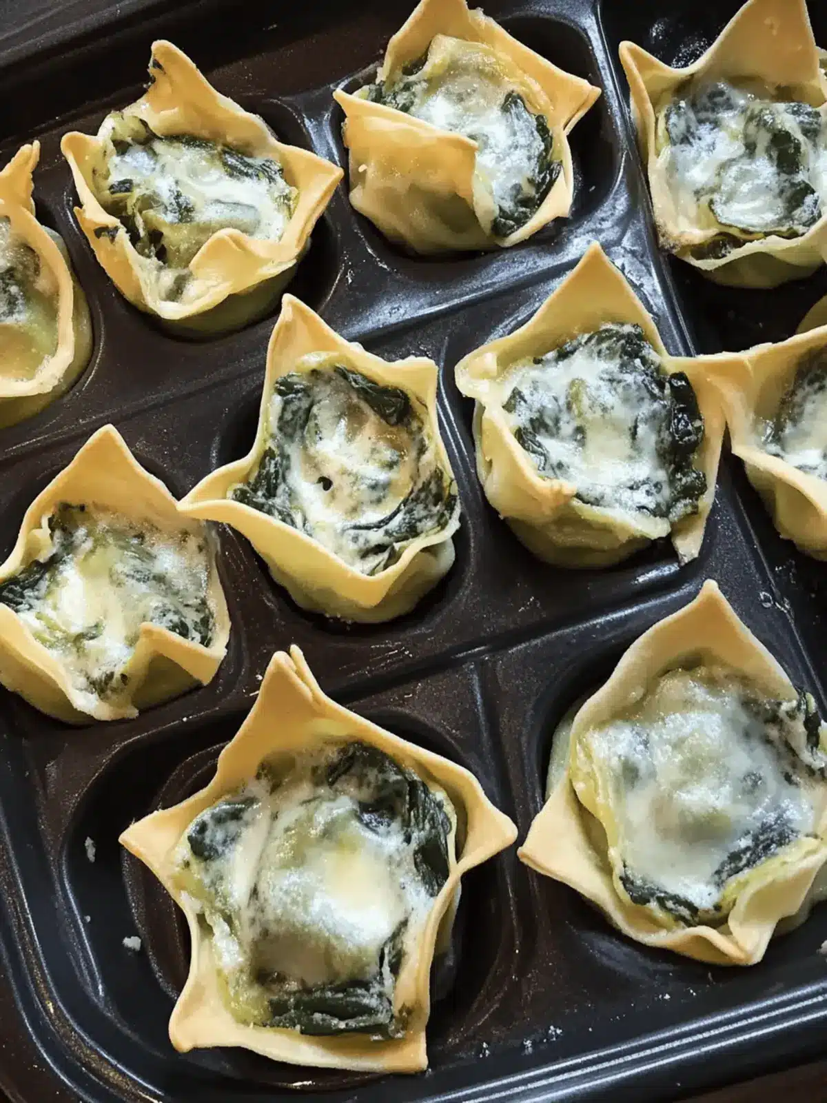 Crispy Spinach and Artichoke Wonton Cups for Easy Snacking 3 SPINACH AND ARTICHOKE WONTON CUPS