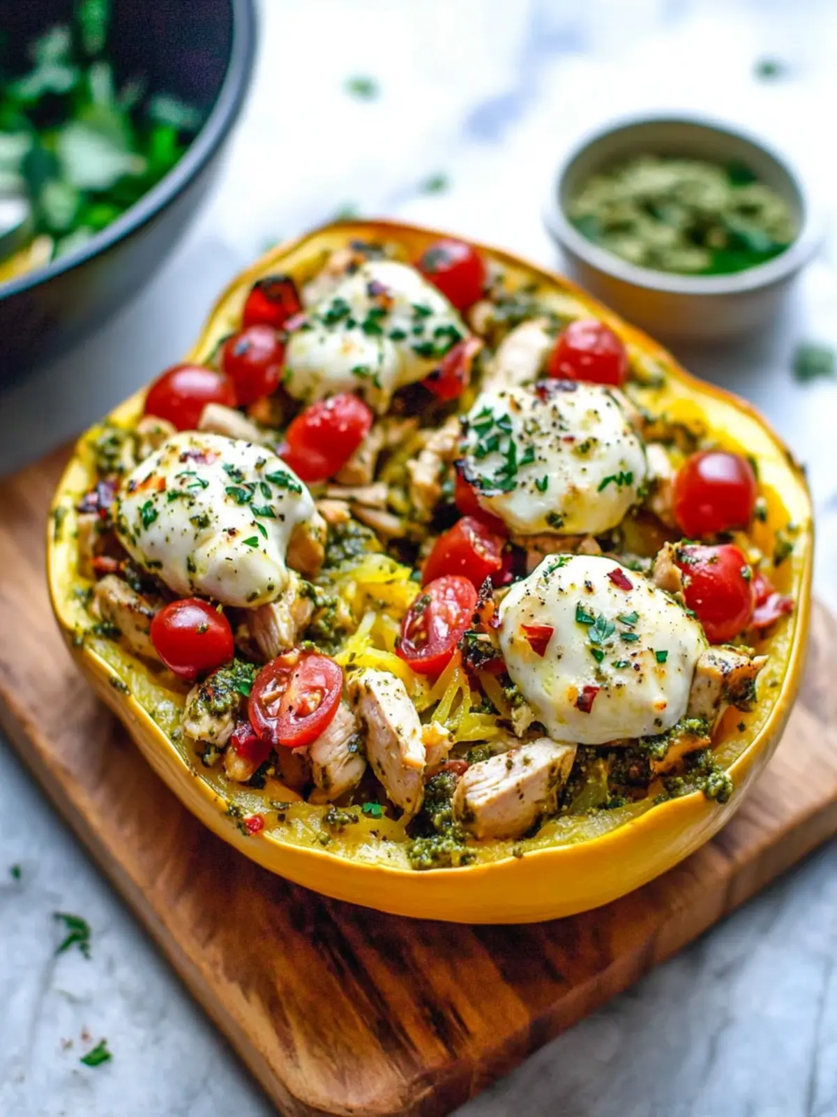 Delicious Chicken Pesto Spaghetti Squash for Cozy Nights 3 Chicken Pesto Spaghetti Squash