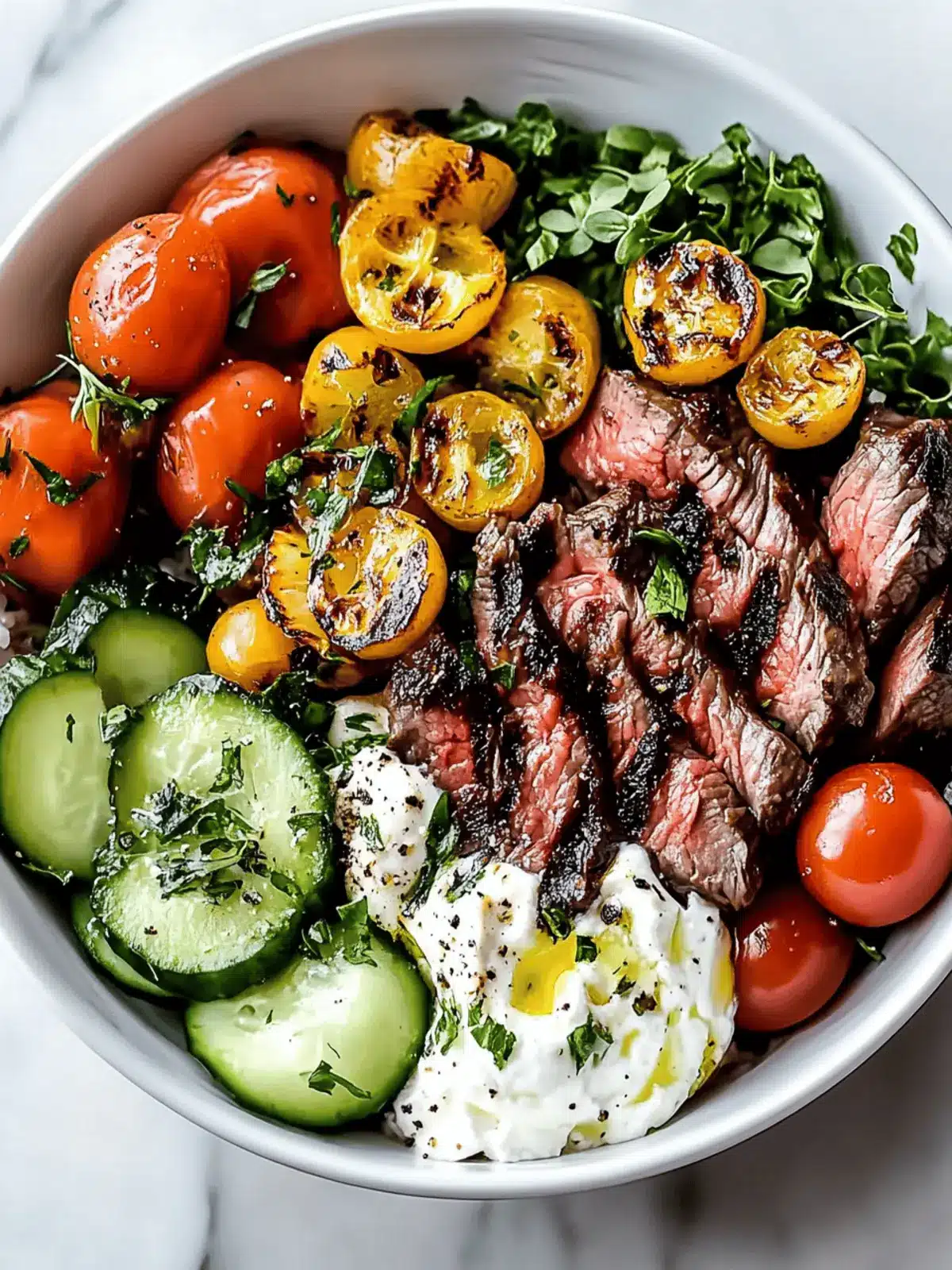 Mediterranean Steak Bowl: Flavorful Meal in 30 Minutes 2 Mediterranean Steak Bowl