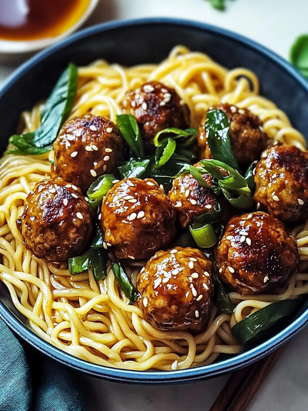 Savory Chinese Meatballs & Hoisin Noodles to Tantalize Tastebuds 2 Chinese Meatballs & Hoisin Noodles