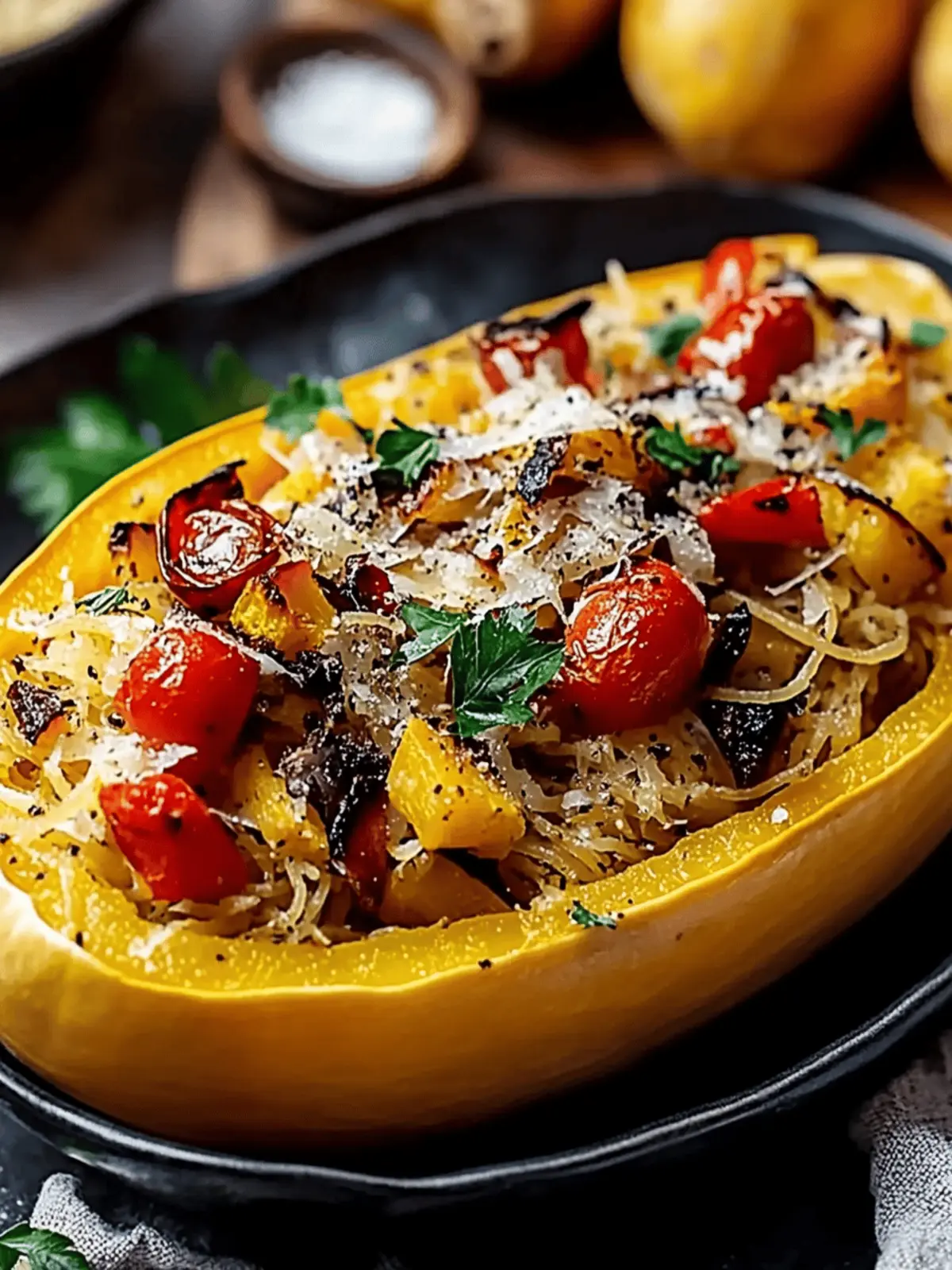 Spaghetti Squash with Roasted Vegetables: A Cozy Delight 2 Spaghetti Squash with Roasted Vegetables