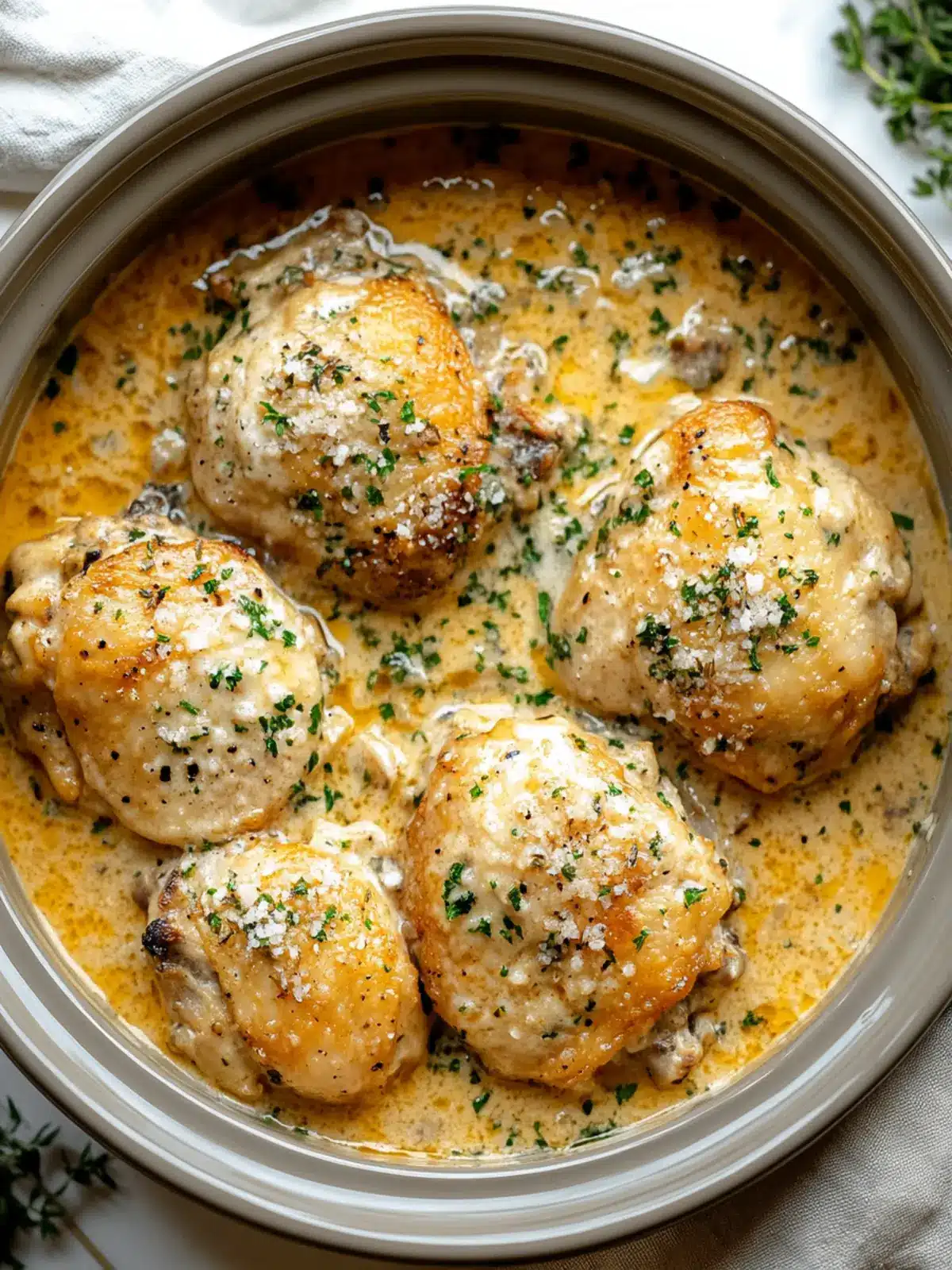 Crockpot Creamy Garlic Parmesan Chicken Thighs You ll Adore 4 Crockpot Creamy Garlic Parmesan Chicken Thighs