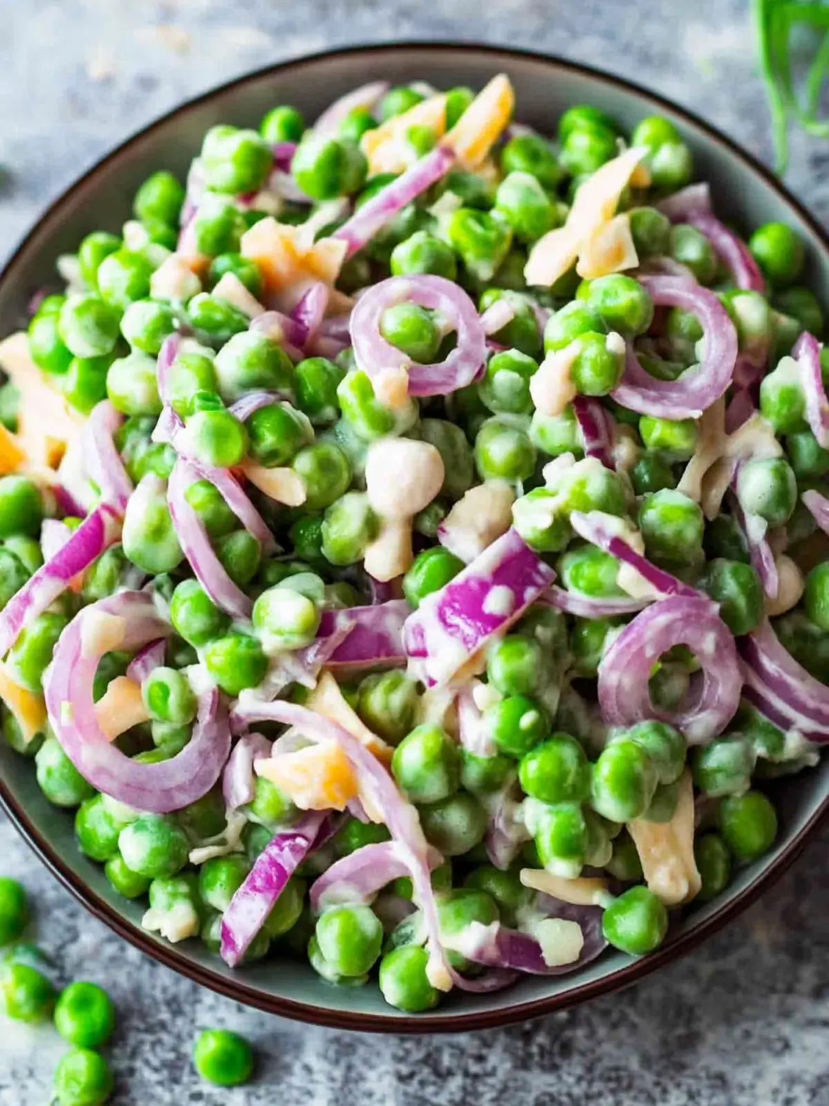 Delicious Pea Salad with Red Onions and Cheese to Wow Your Family 3 Pea Salad with Red Onions and Cheese