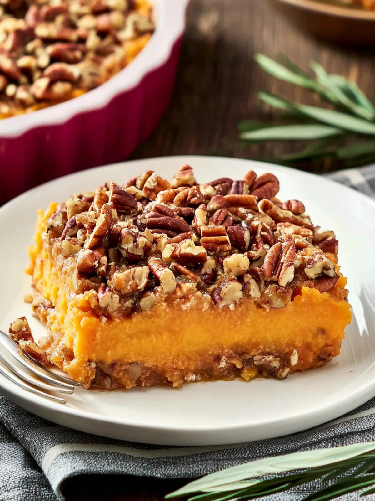 Delicious Sweet Potato Casserole with Pecan Topping Magic 3 Sweet Potato Casserole with Pecan Topping