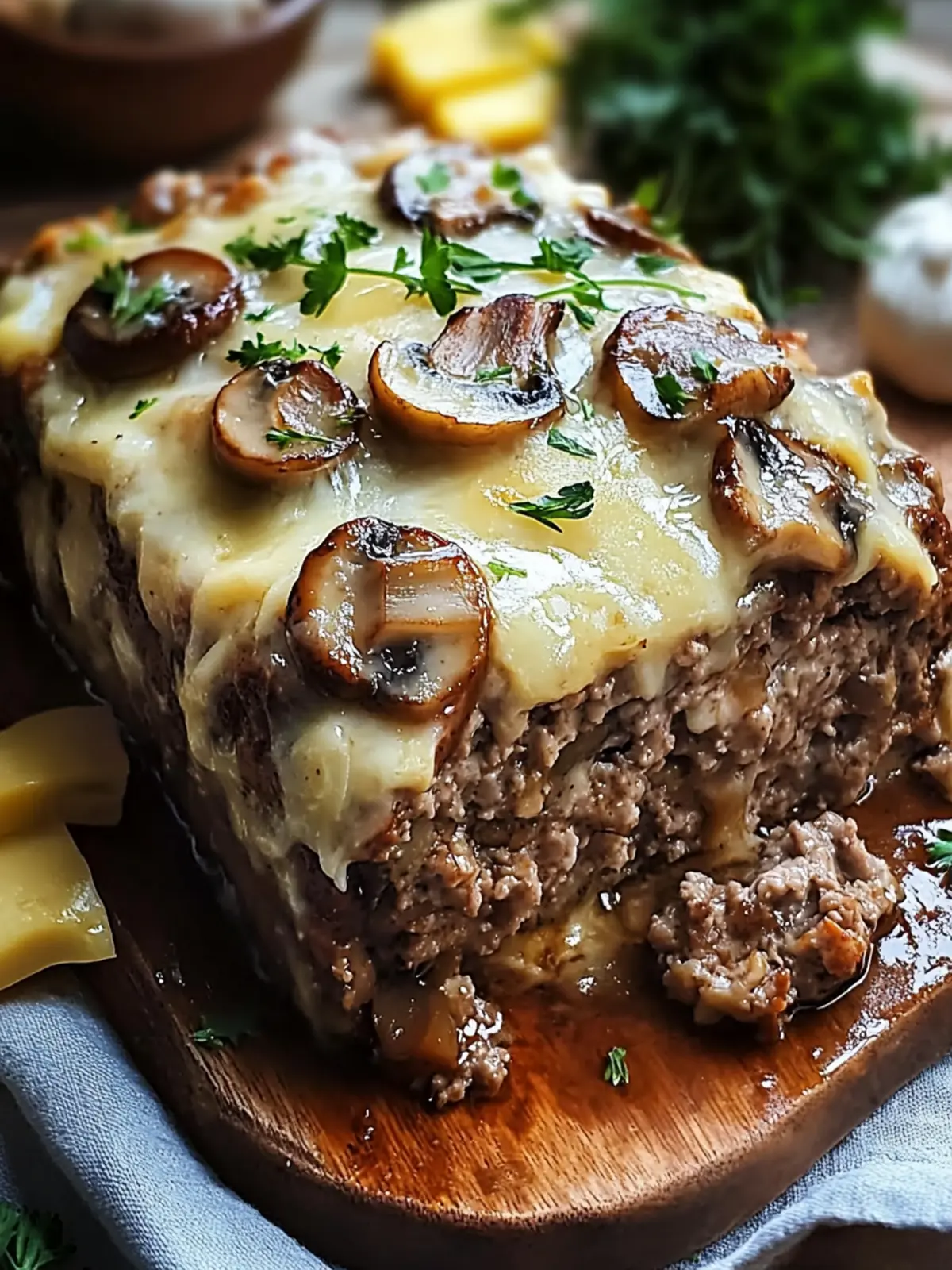 Savory Mushroom Swiss Cheese Meatloaf for Comfort Food Lovers 3 Mushroom Swiss Cheese Meatloaf