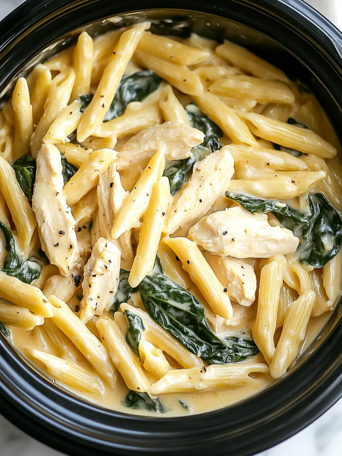 Crockpot Chicken and Spinach Pasta for Cozy Home Dinners 3 Crockpot Chicken and Spinach Pasta