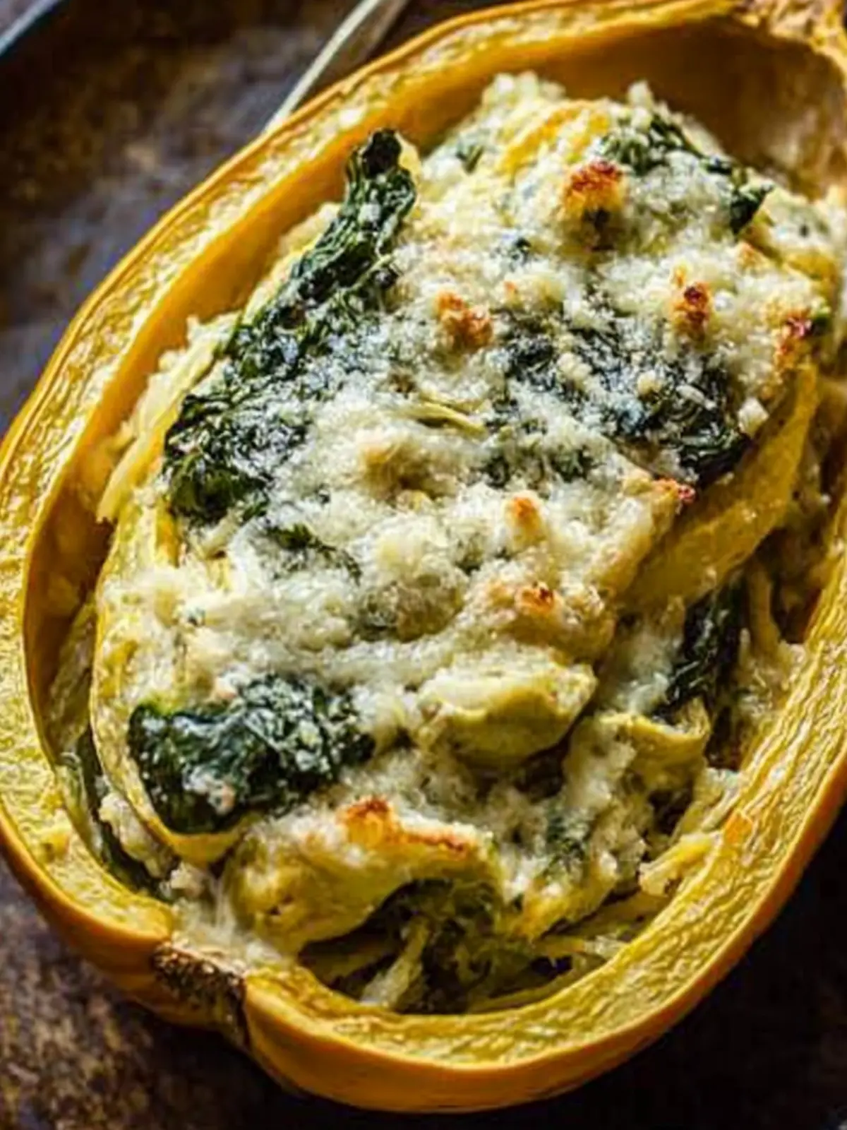 Spinach and Artichoke Stuffed Spaghetti Squash Delight 2 Spinach and Artichoke Stuffed Spaghetti Squash