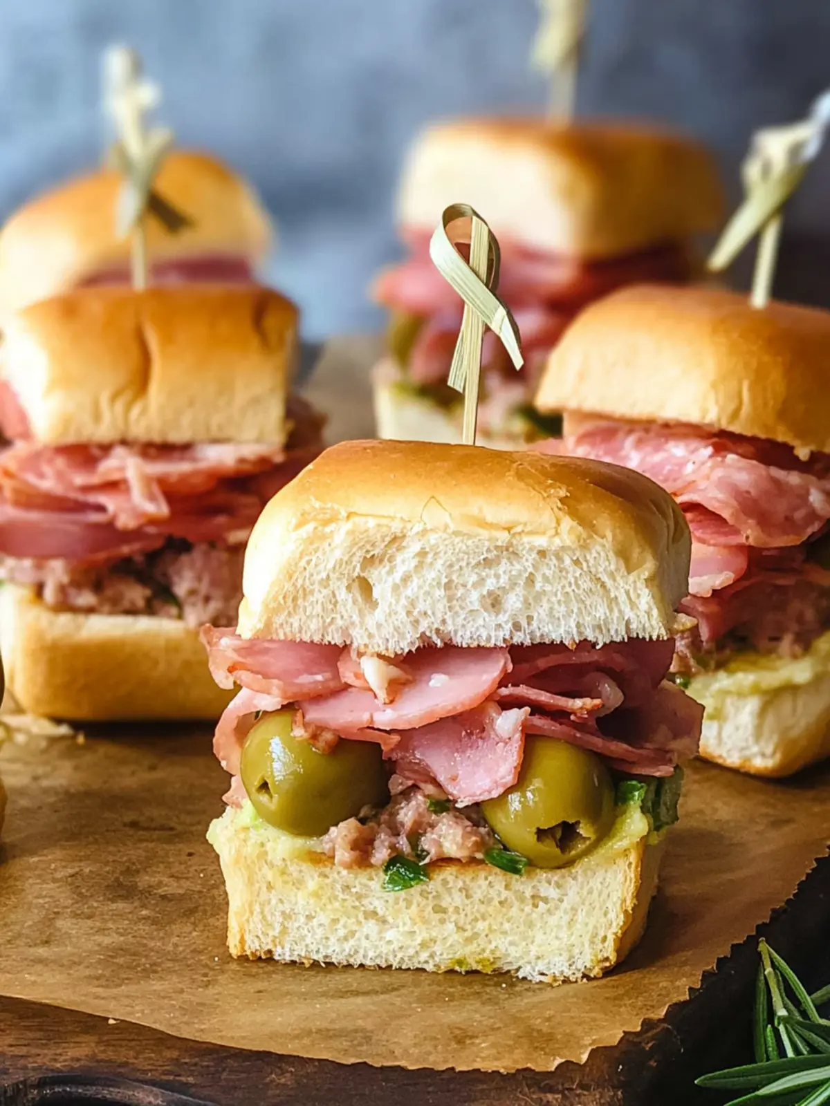 Mini Muffuletta Sliders with Homemade Olive Salad Spread Magic 3 Mini Muffuletta Sliders with Homemade Olive Salad Spread