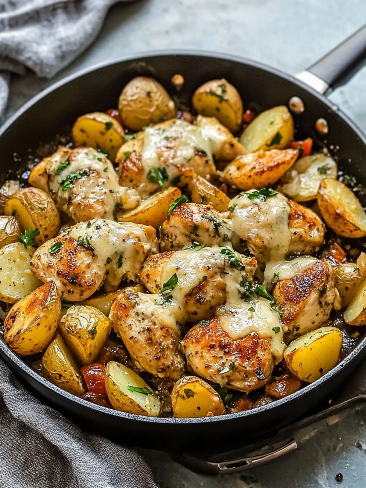 Garlic Parmesan Chicken and Potatoes Skillet Bliss at Home 3 Garlic Parmesan Chicken and Potatoes Skillet