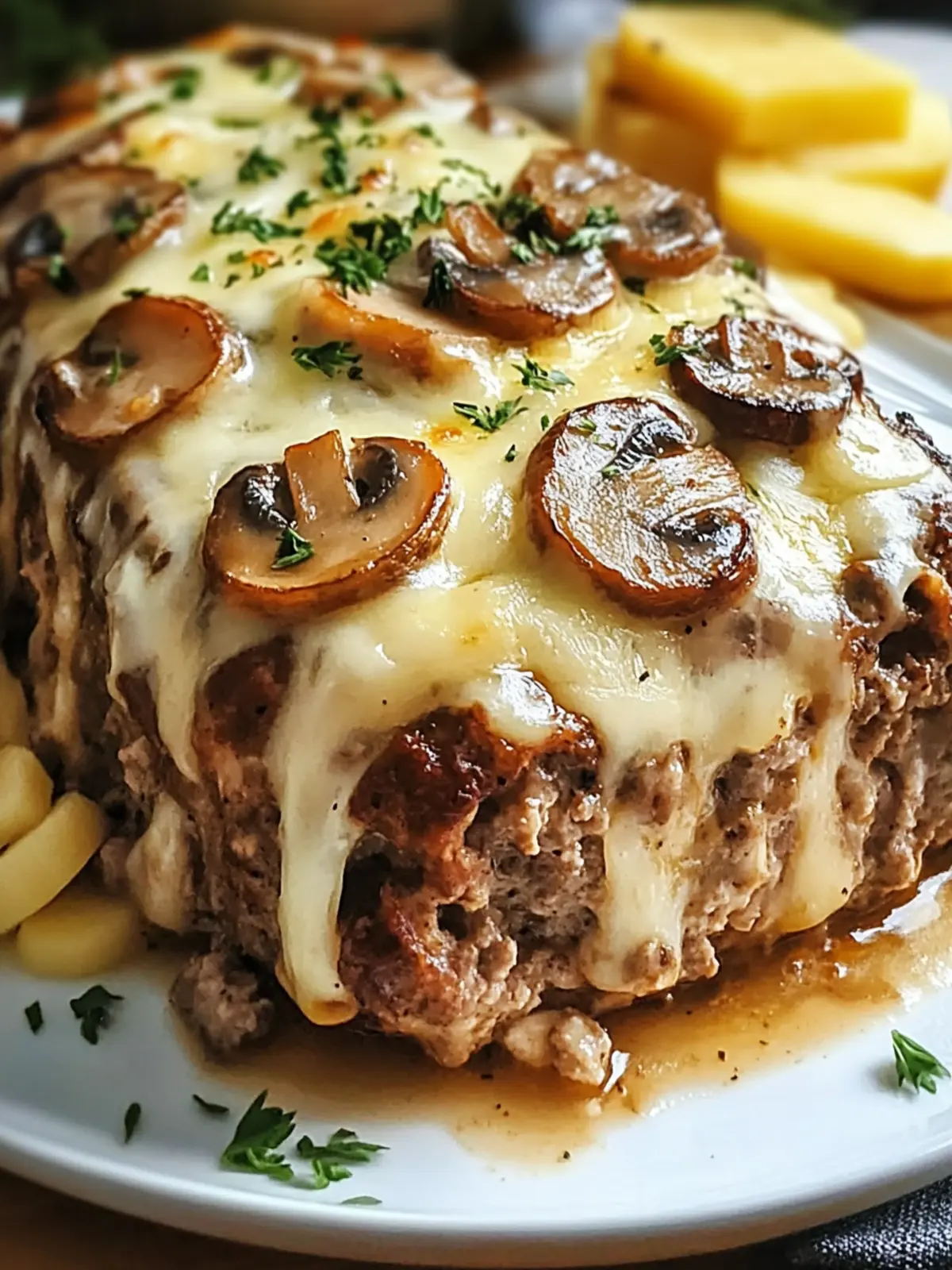Savory Mushroom Swiss Cheese Meatloaf for Comfort Food Lovers 2 Mushroom Swiss Cheese Meatloaf