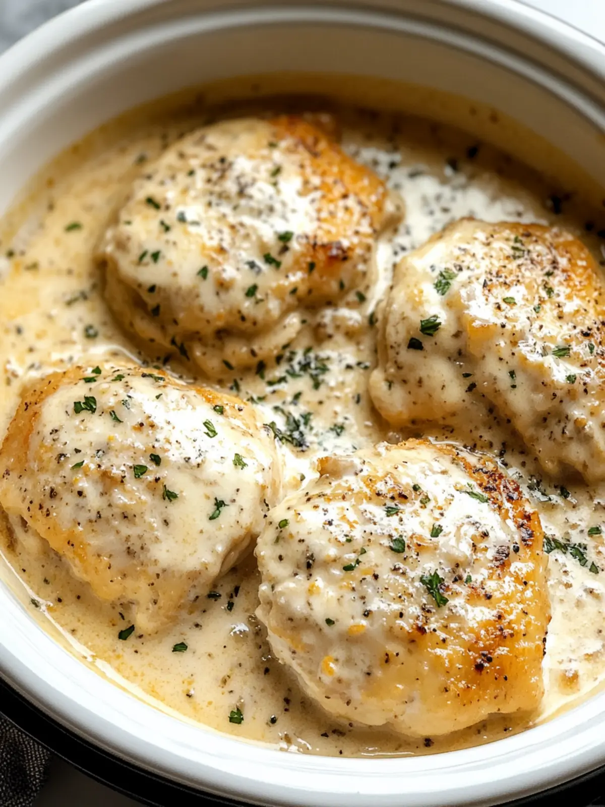 Crockpot Creamy Garlic Parmesan Chicken Thighs You ll Adore 2 Crockpot Creamy Garlic Parmesan Chicken Thighs