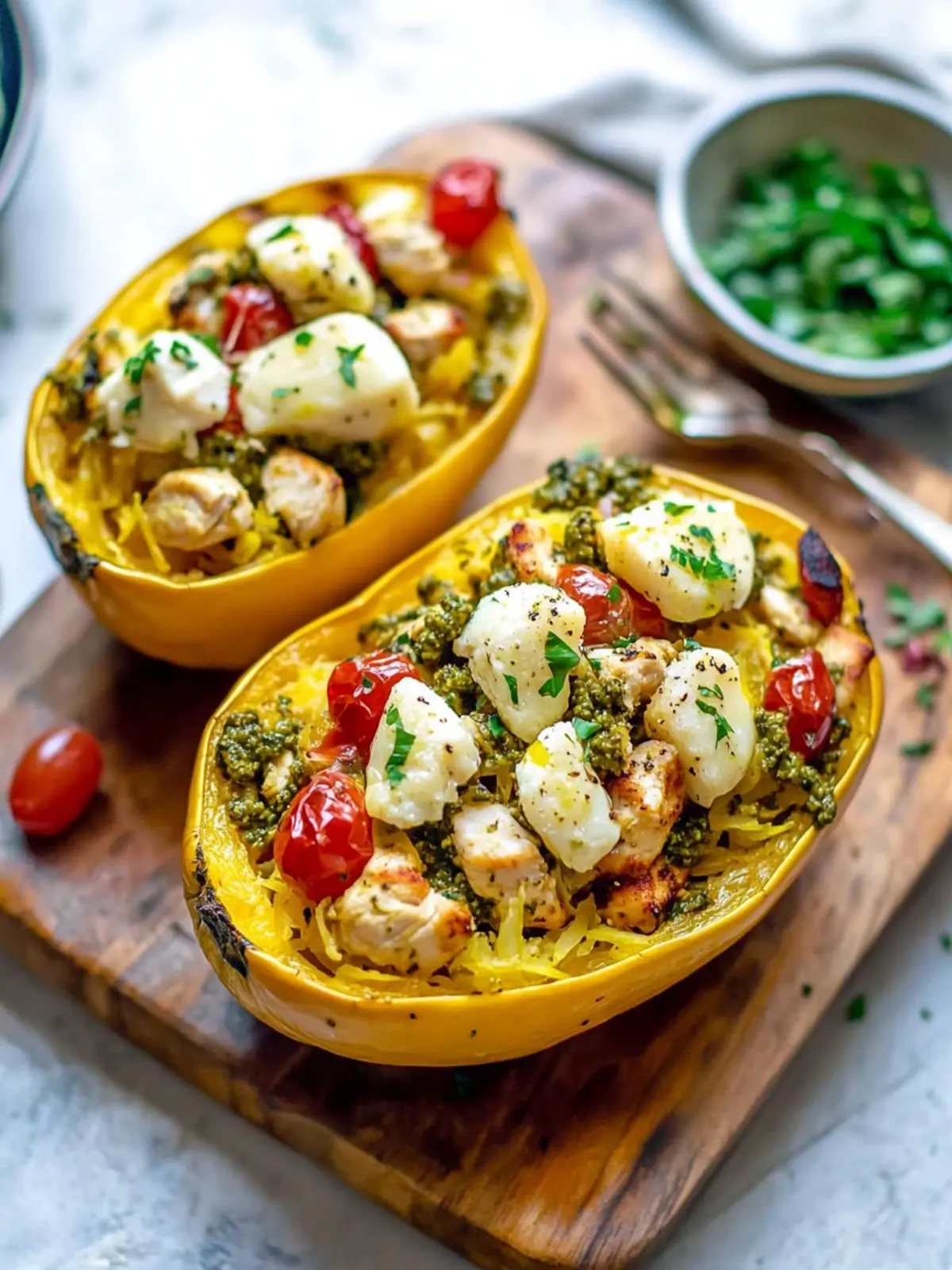 Delicious Chicken Pesto Spaghetti Squash for Cozy Nights 2 Chicken Pesto Spaghetti Squash