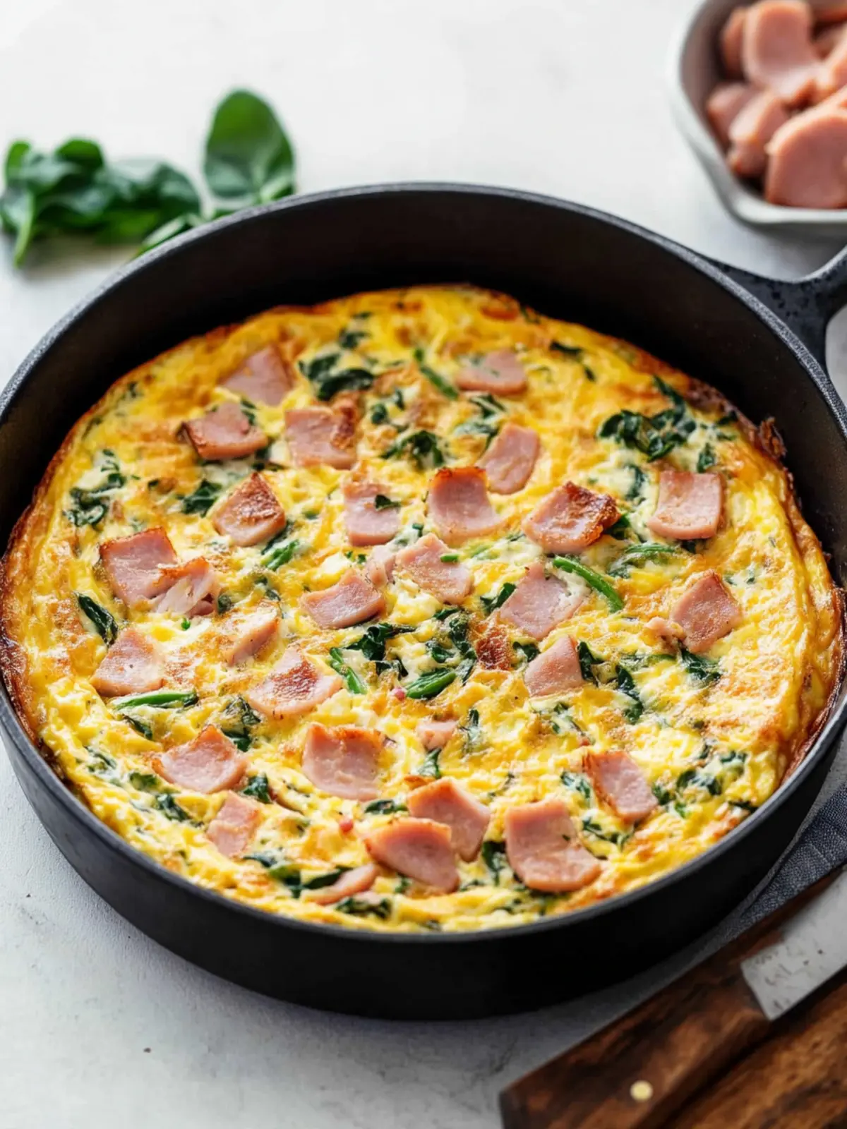 Savory Ham & Cottage Cheese Frittata with Spinach Delight 2 Ham & Cottage Cheese Frittata with Spinach