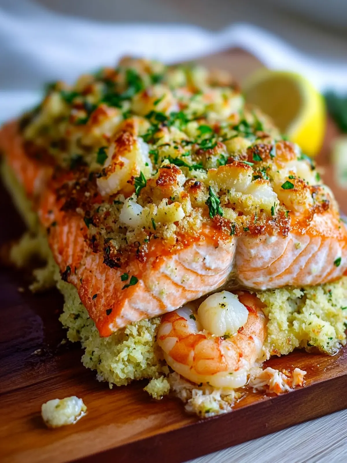 Crab and Shrimp Stuffed Salmon: A Flavorful Dinner Delight 4 Crab and Shrimp Stuffed Salmon