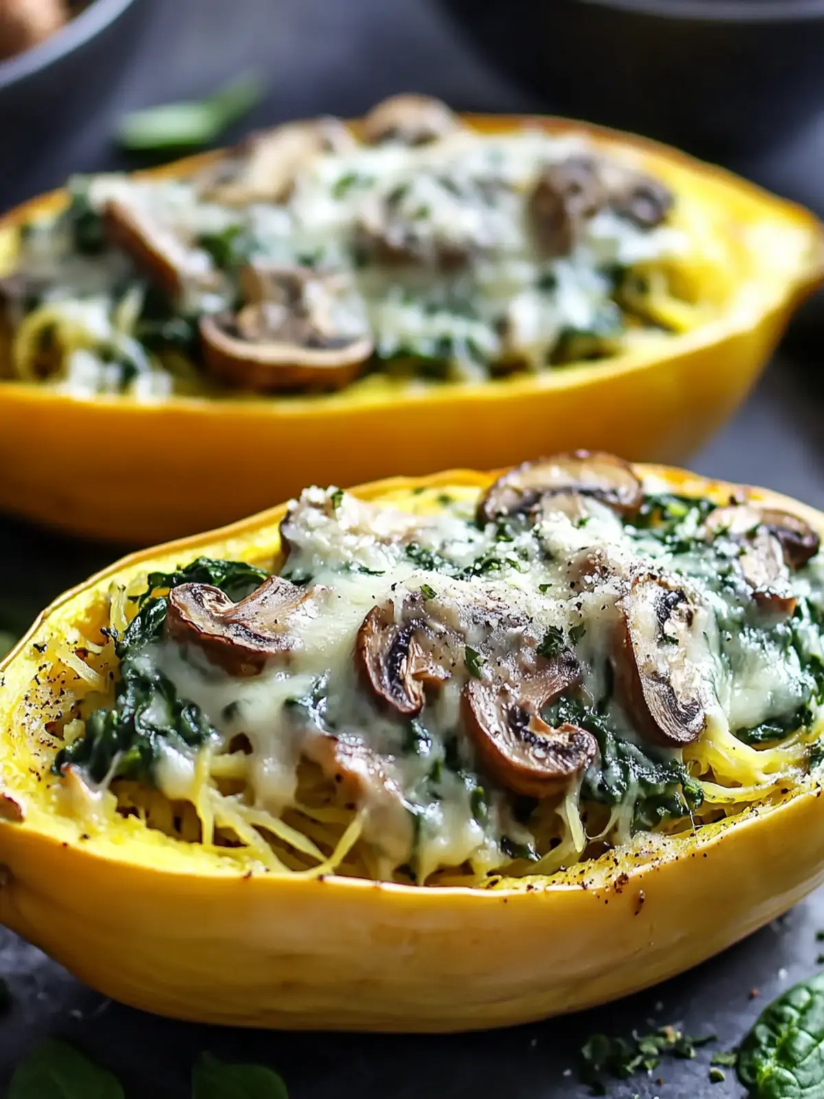 Creamy Spinach and Mushroom Stuffed Spaghetti Squash Delight 2 Creamy Spinach and Mushroom Stuffed Spaghetti Squash