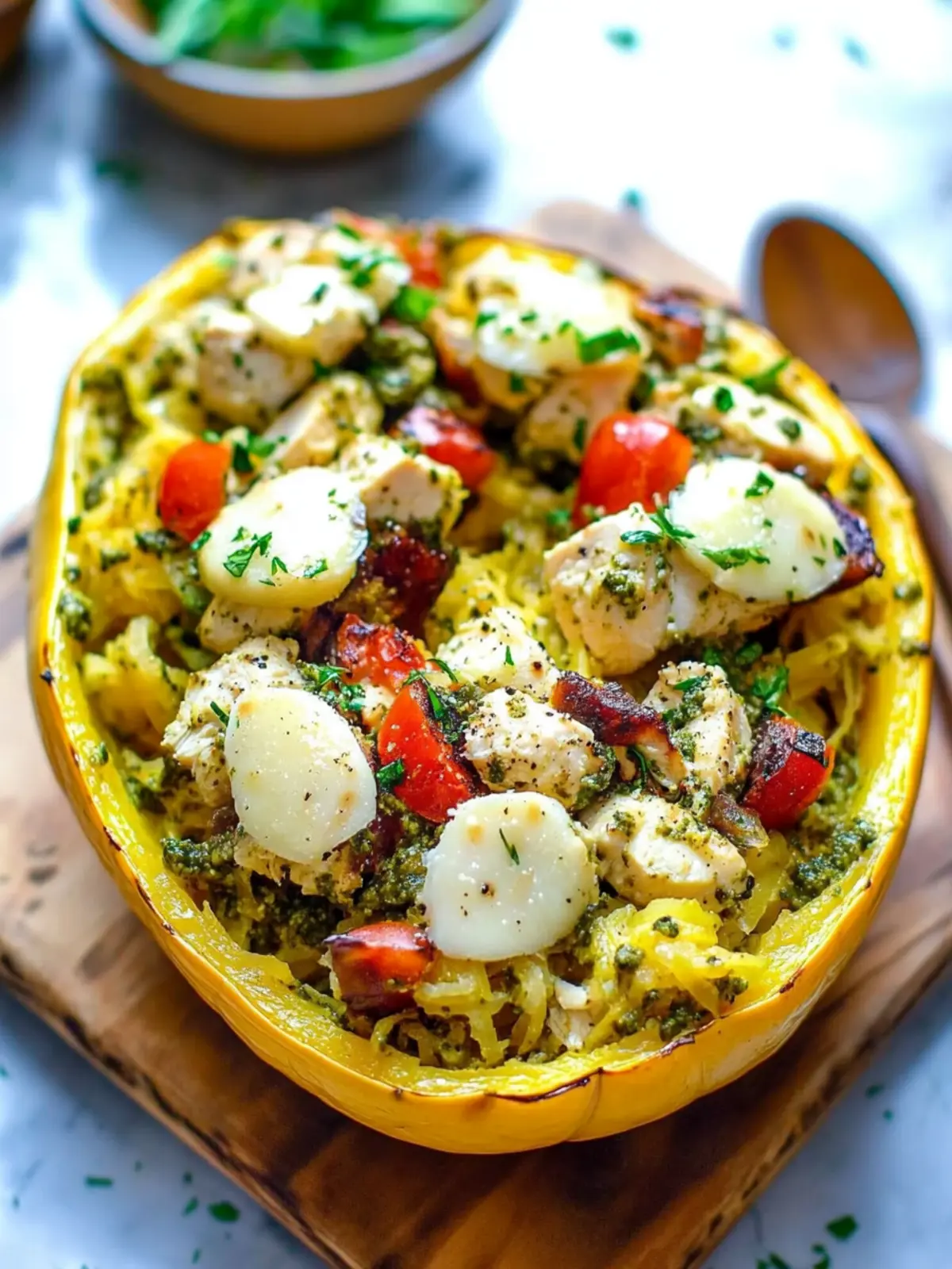 Delicious Chicken Pesto Spaghetti Squash for Cozy Nights 4 Chicken Pesto Spaghetti Squash