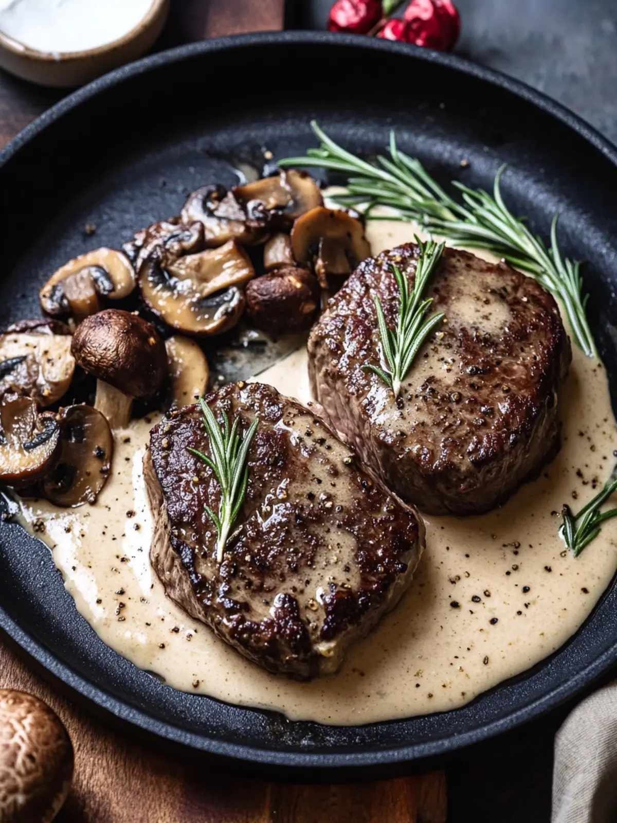 Savory Rosemary Beef Tenderloin with Wild Mushroom Cream Sauce 2 Rosemary Beef Tenderloin with Wild Mushroom Cream Sauce