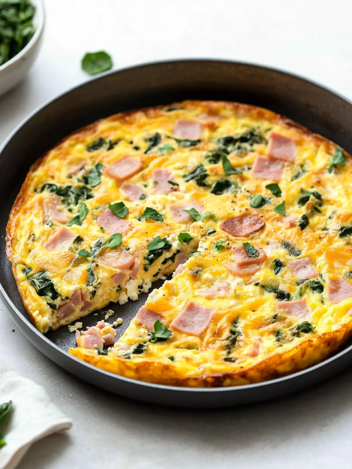 Savory Ham & Cottage Cheese Frittata with Spinach Delight 4 Ham & Cottage Cheese Frittata with Spinach