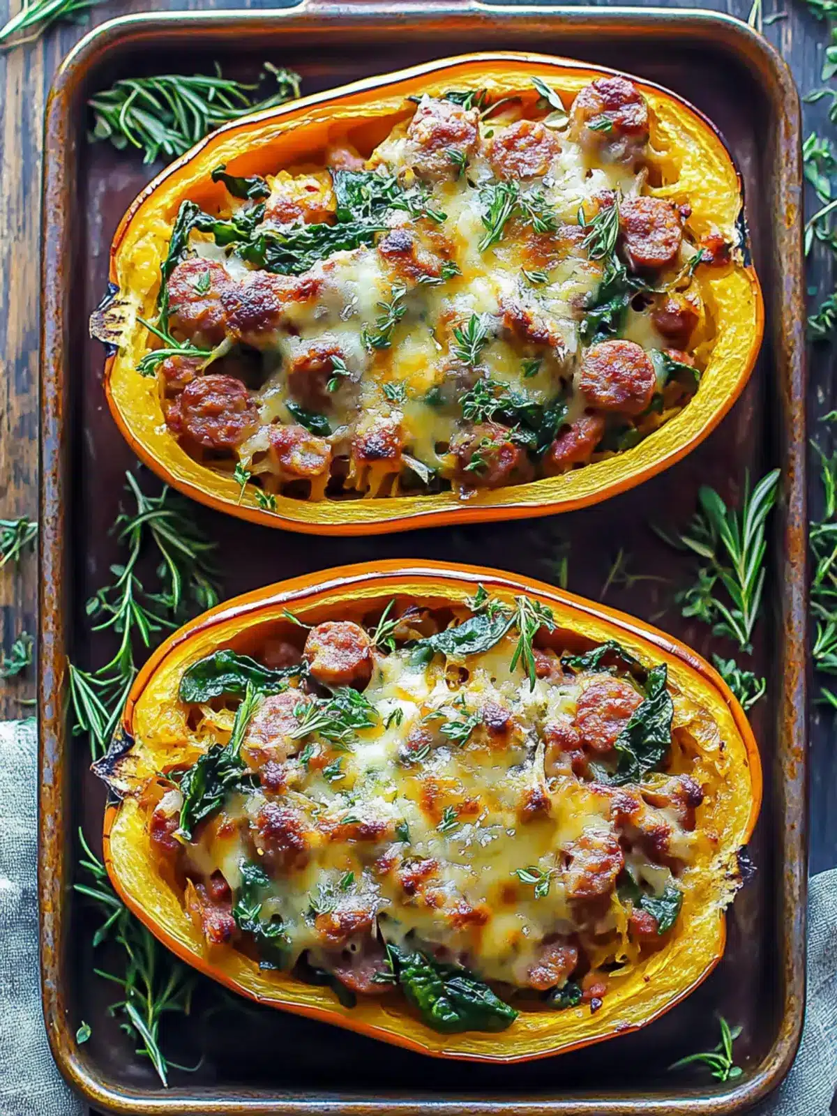 Savory Italian Sausage and Spinach Stuffed Spaghetti Squash 3 Italian Sausage and Spinach Stuffed Spaghetti Squash