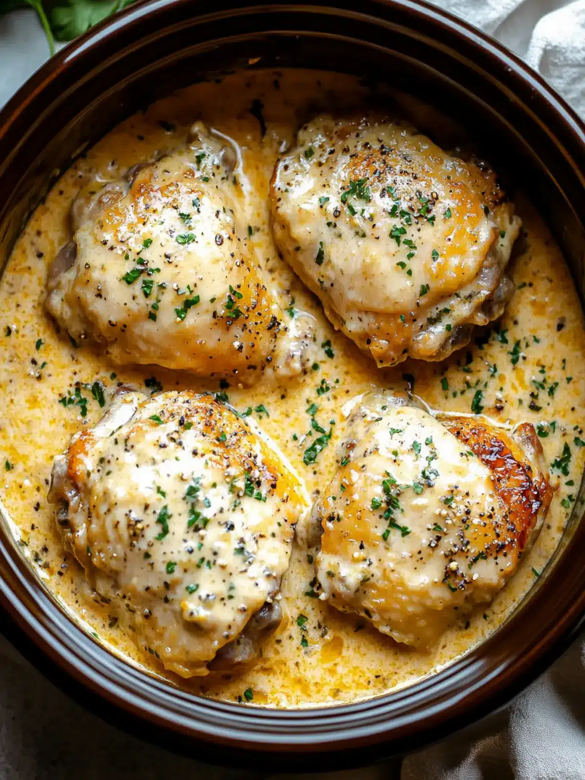 Crockpot Creamy Garlic Parmesan Chicken Thighs You ll Adore 3 Crockpot Creamy Garlic Parmesan Chicken Thighs