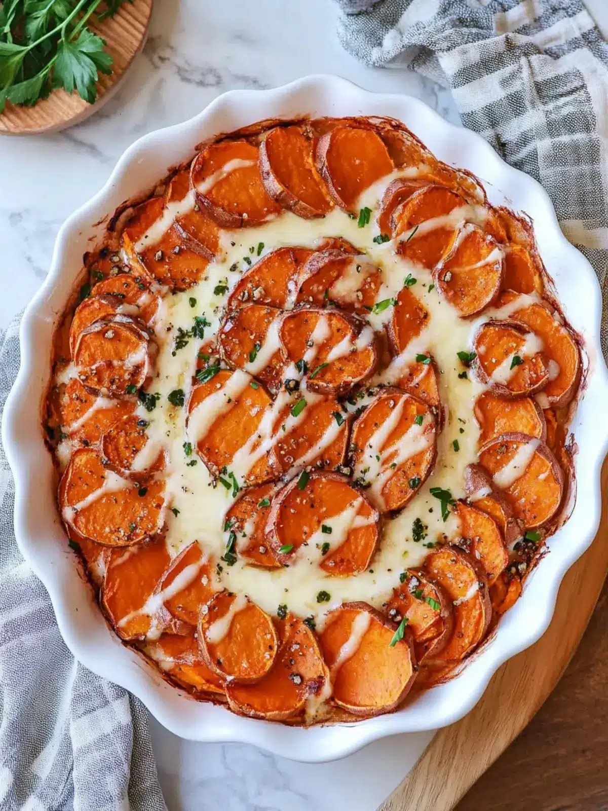 Savory Scalloped Sweet Potatoes with Toasty Marshmallows 2 Scalloped Sweet Potatoes